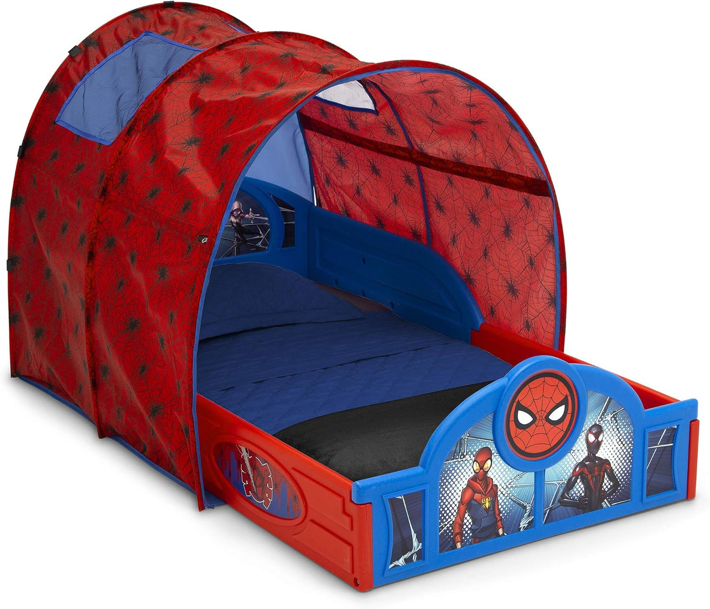 Cama para dormir y jugar Marvel Spider Man para niños pequeños con...