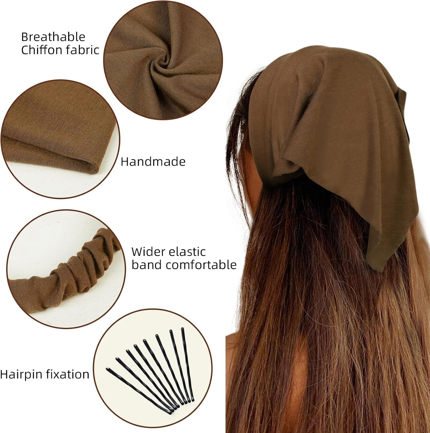 WOVOWOVO 8 unidades de diademas y bufandas para el cabello para muj...