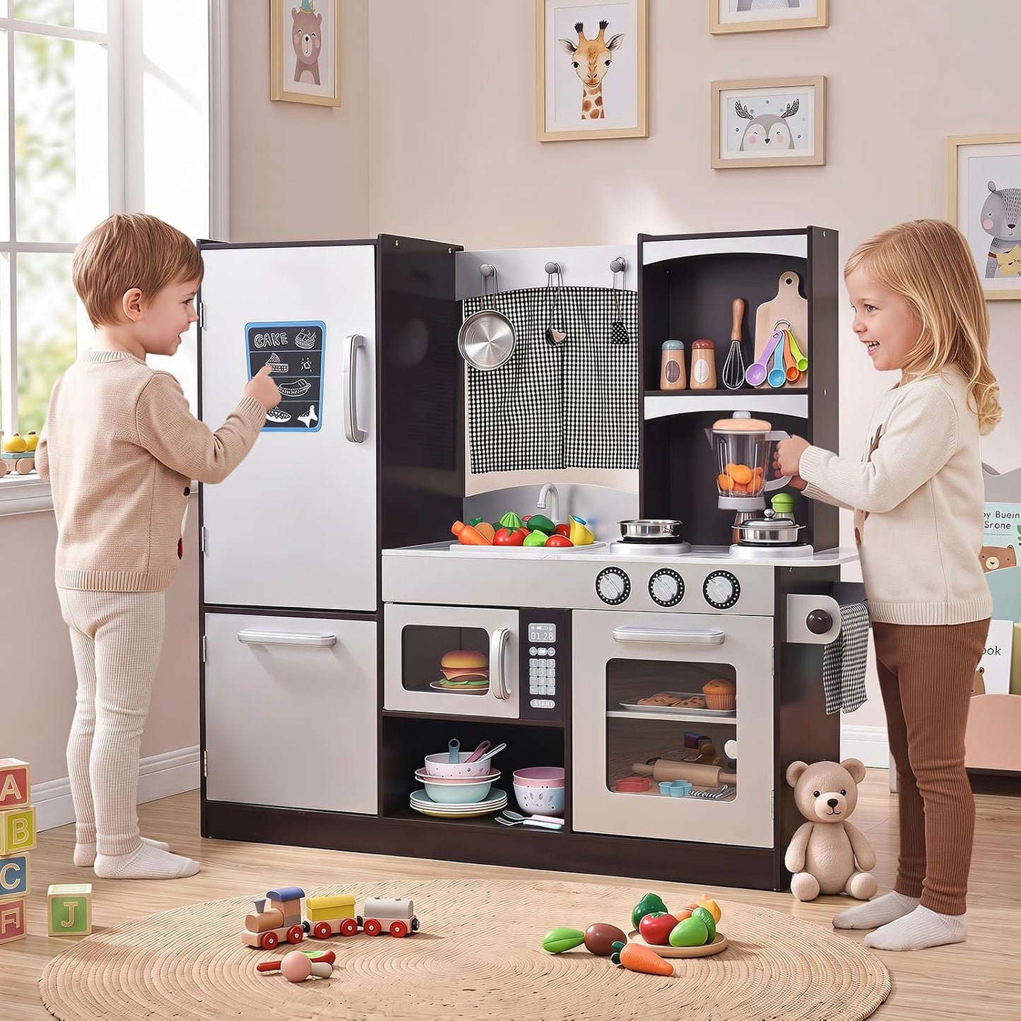 Costzon Cocina de Juguete para Niños, Conjunto de Cocina de Madera...