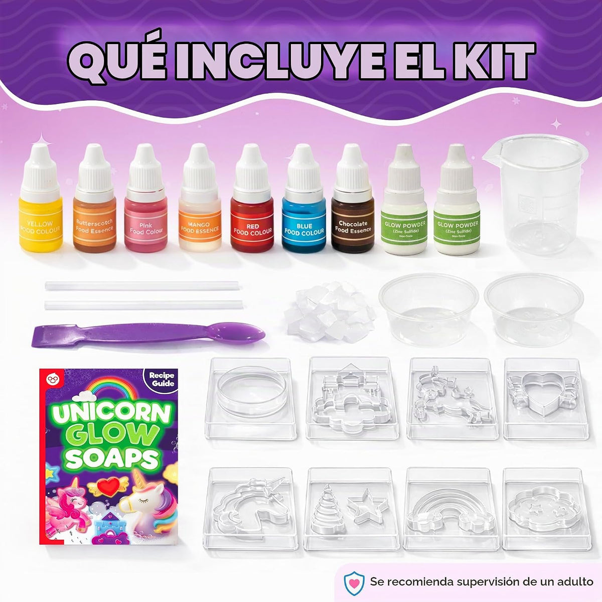 Doctor Jupiter Kit de fabricación de jabón brillante de unicornio p...