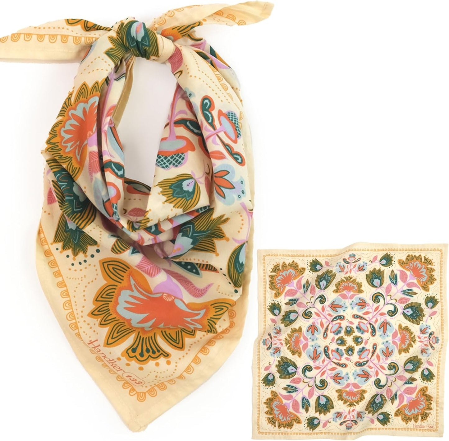 Handker Bandana de algodón prémium de 22 x 22 pulgadas para mujeres...