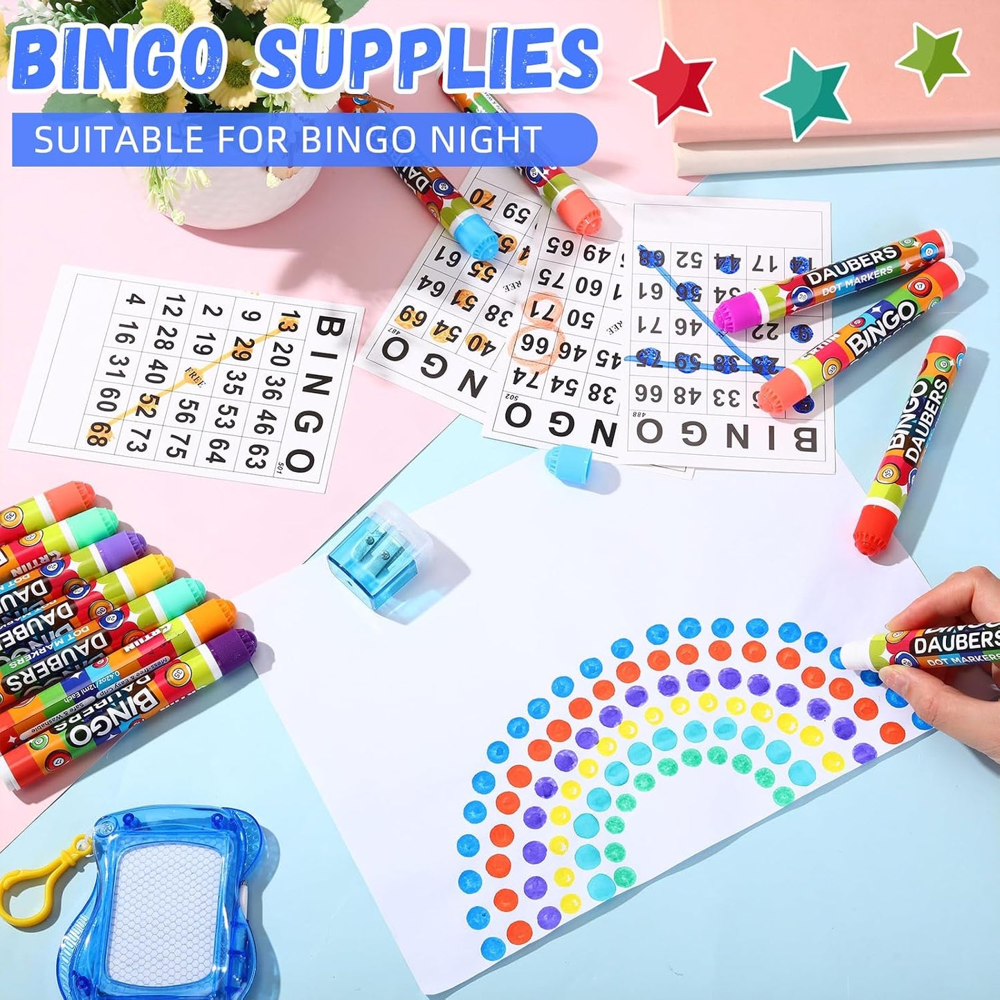 Crtiin Paquete de 160 marcadores de puntos de Bingo Daubers 10 colo...