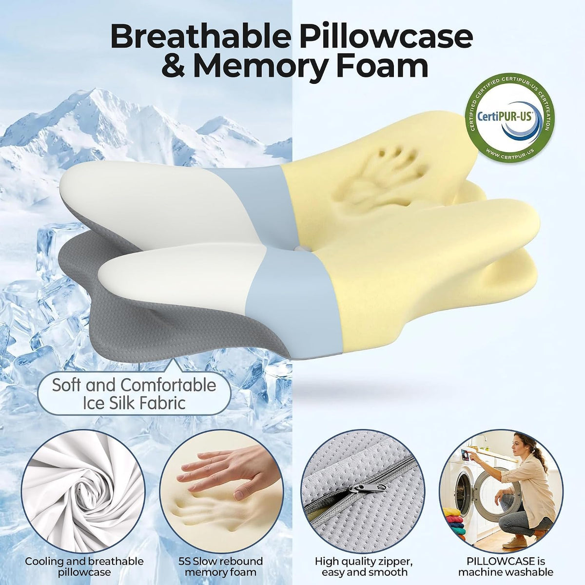 Almohada cervical para el cuello \u2013 Almohadas de espuma viscoel...