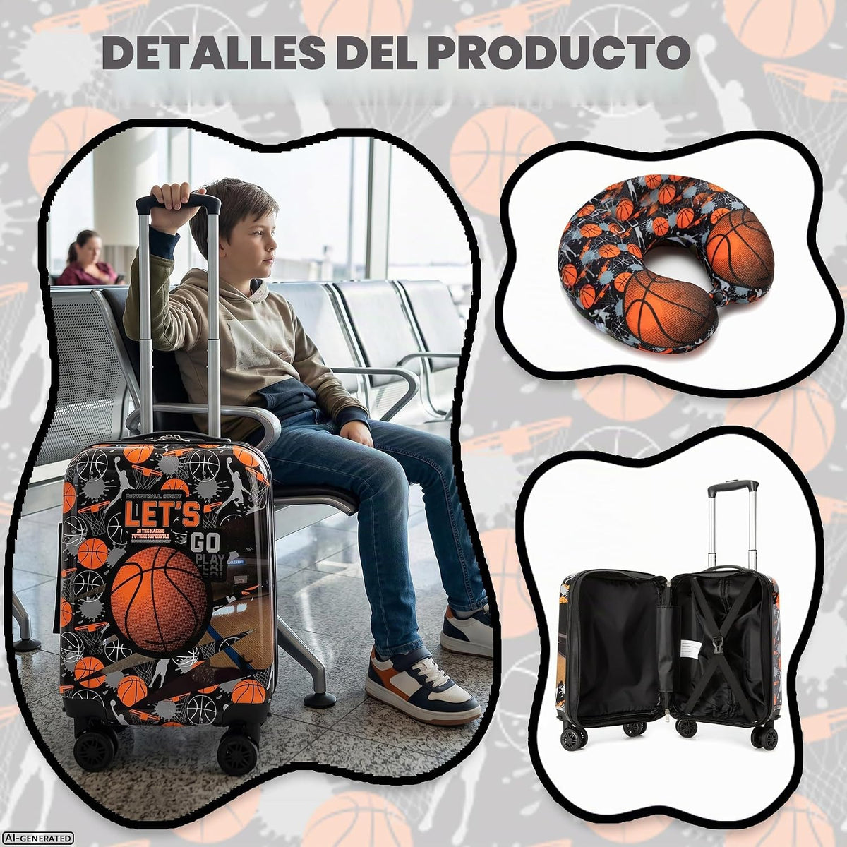 Inprof Juego de maletas para niños, 5 piezas, equipaje rígido de 16...