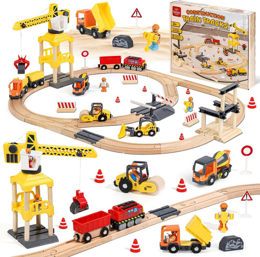 Lehoo Castle - Juego de tren de madera, juguetes de construcción pa...
