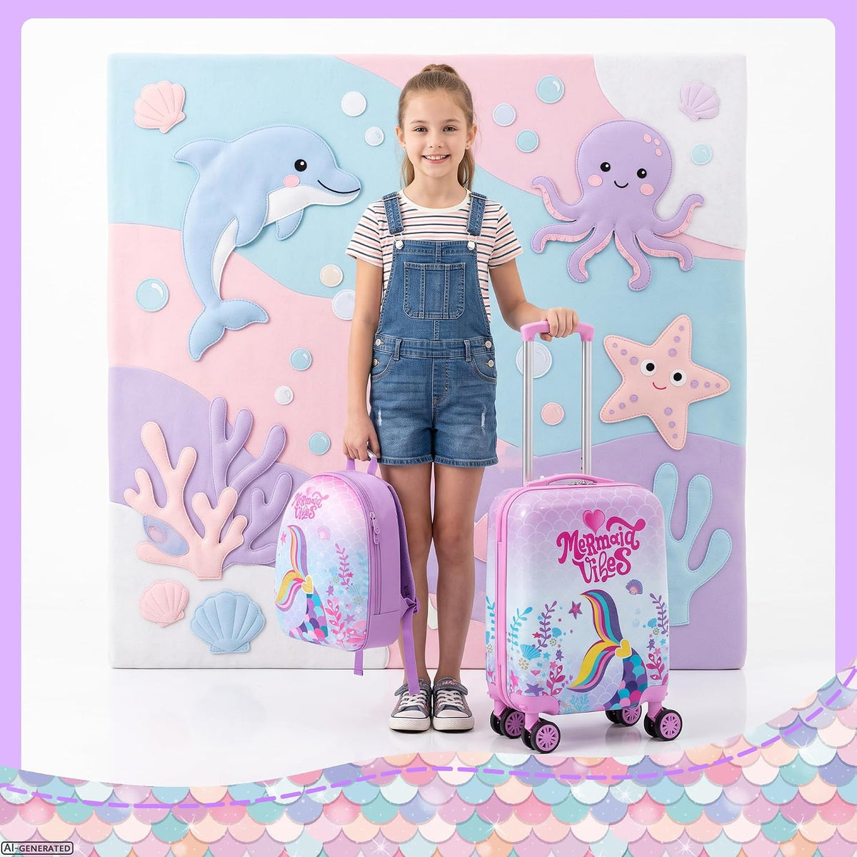 Esteemly Juego de equipaje para niños, 4 piezas, 16 pulgadas, rueda...