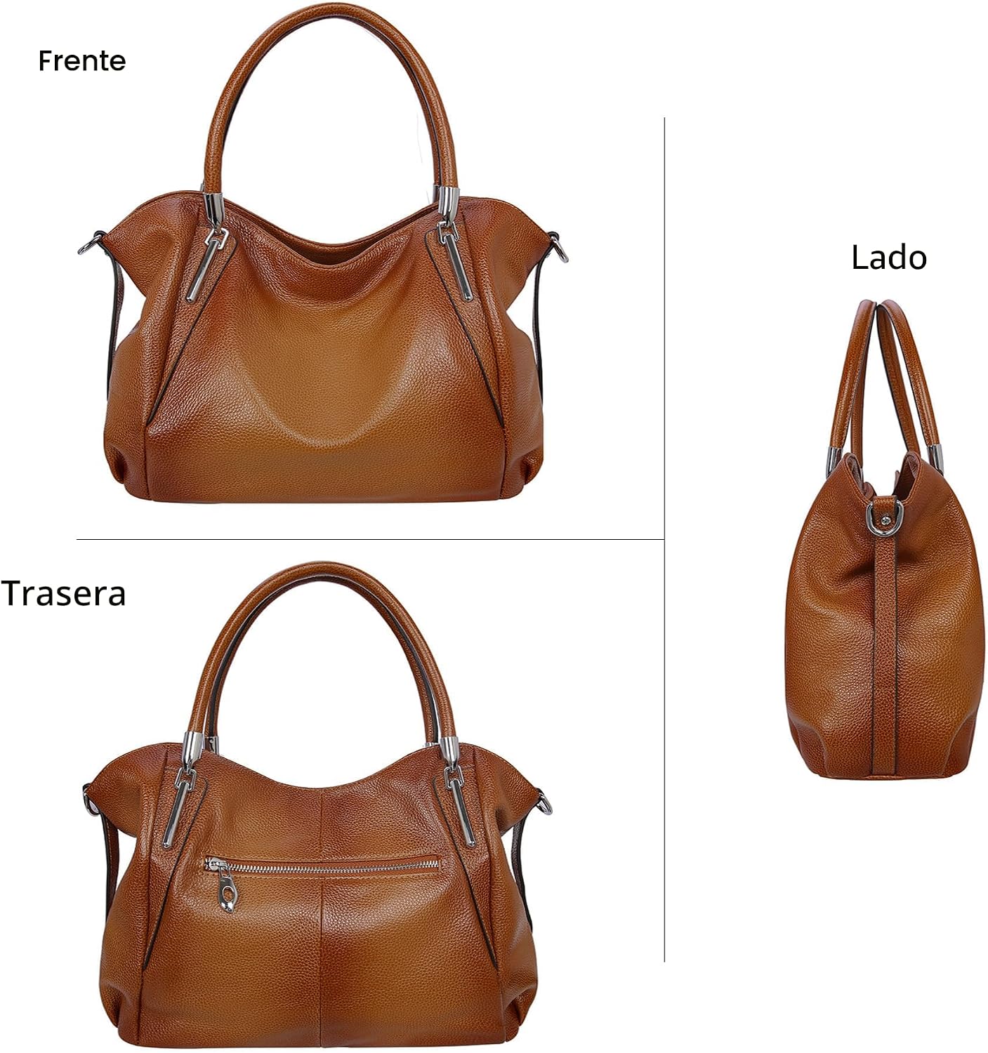 HESHE Bolsos de hombro de cuero para mujer, bolsos de mano, bolsos...