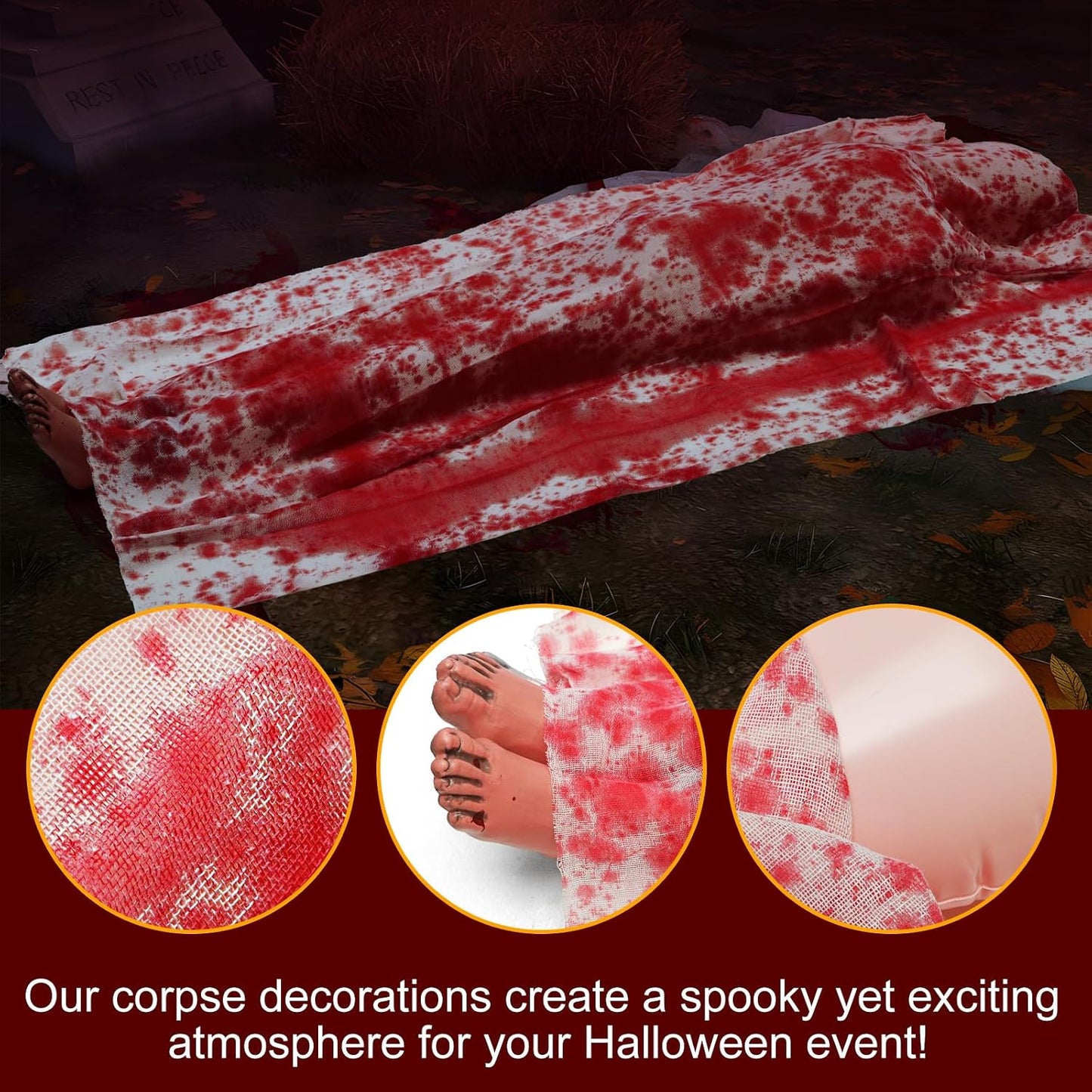 Decoración de Halloween: accesorio de cadáver sangriento de 5 pies,...