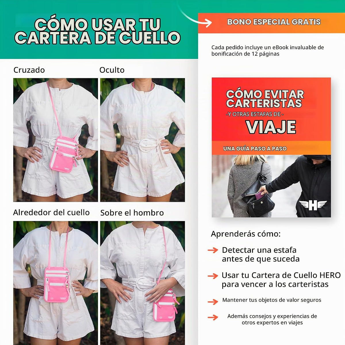 Cartera de Cuello HERO \u2013 Portapasaporte con Bloqueo RFID \u201...