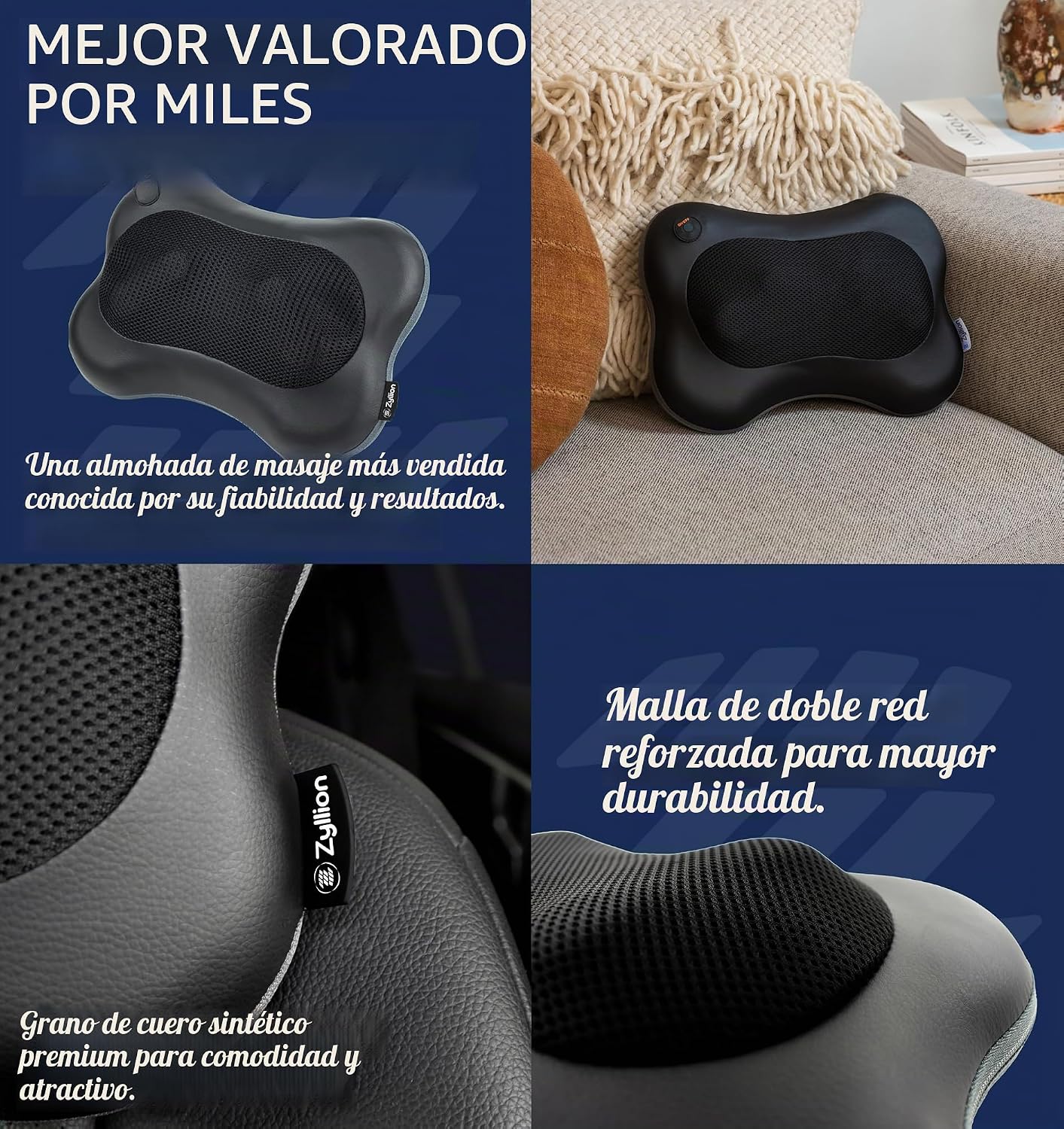 Zyllion ZMA-13RB Masajeador de espalda y cuello con calor para aliv...