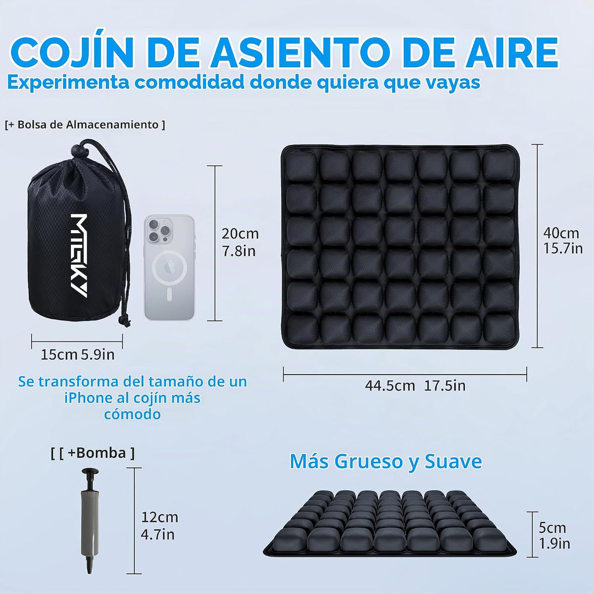 MTGKY Sondor Cojín de viaje, portátil y ajustable, cojín de asiento...