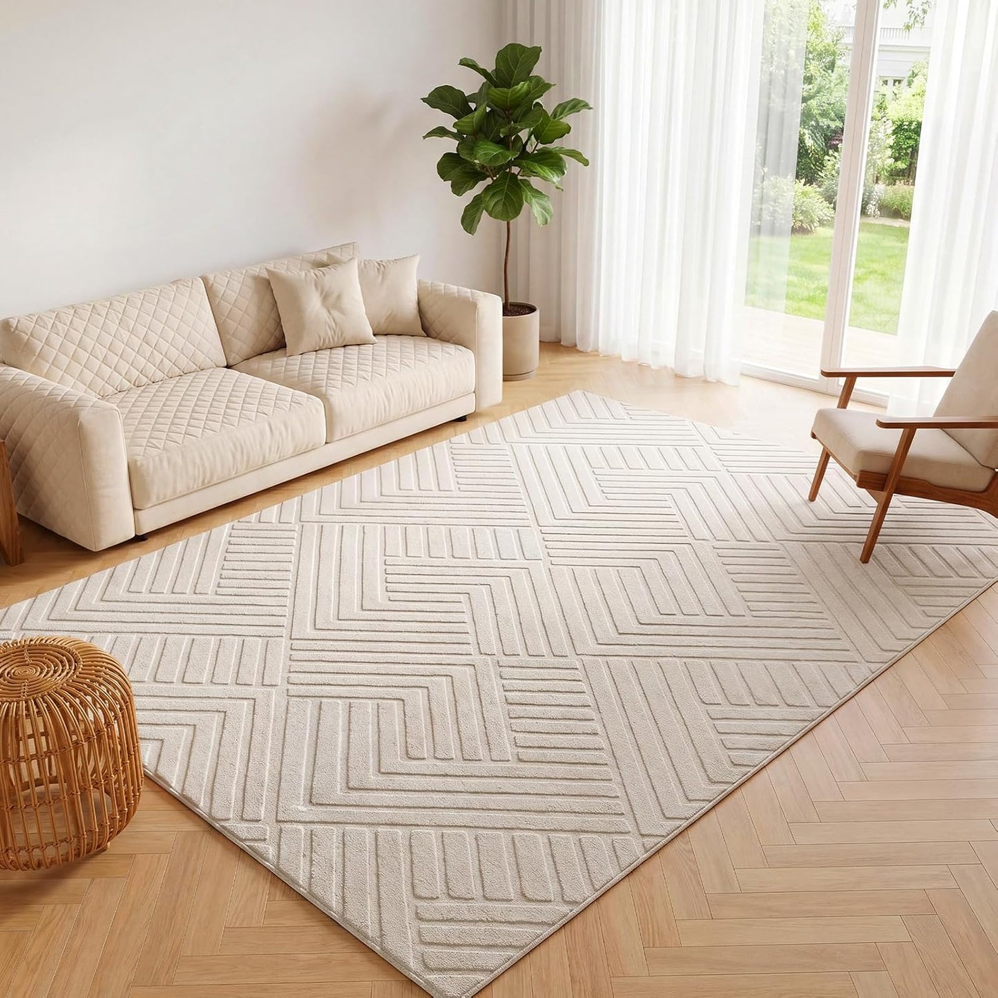 Bsmathom Alfombra lavable de 6 x 9, alfombra suave y moderna bohemi...