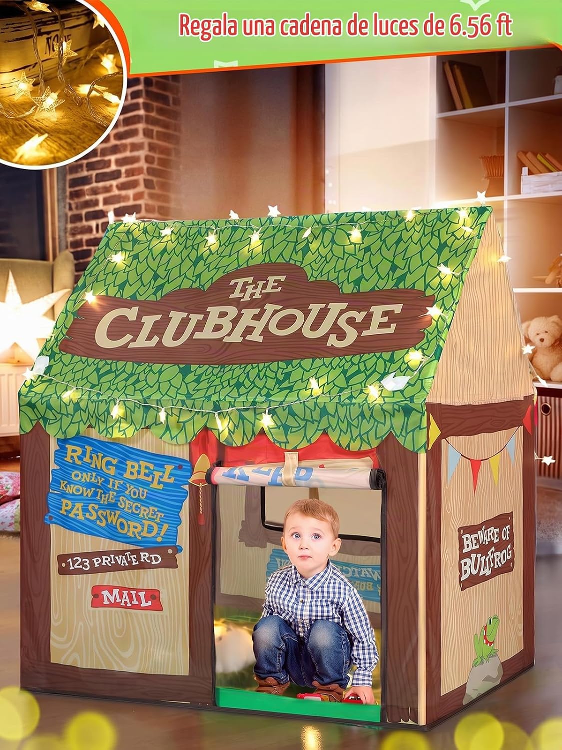 Tienda de campaña para niños pequeños con luces de estrella, casa d...