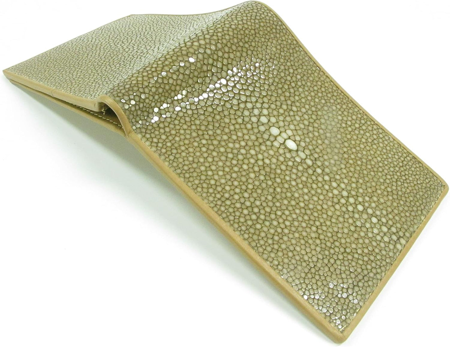 Pelgio Cartera plegable de cuero de piel de Shagreen pulido genuino...