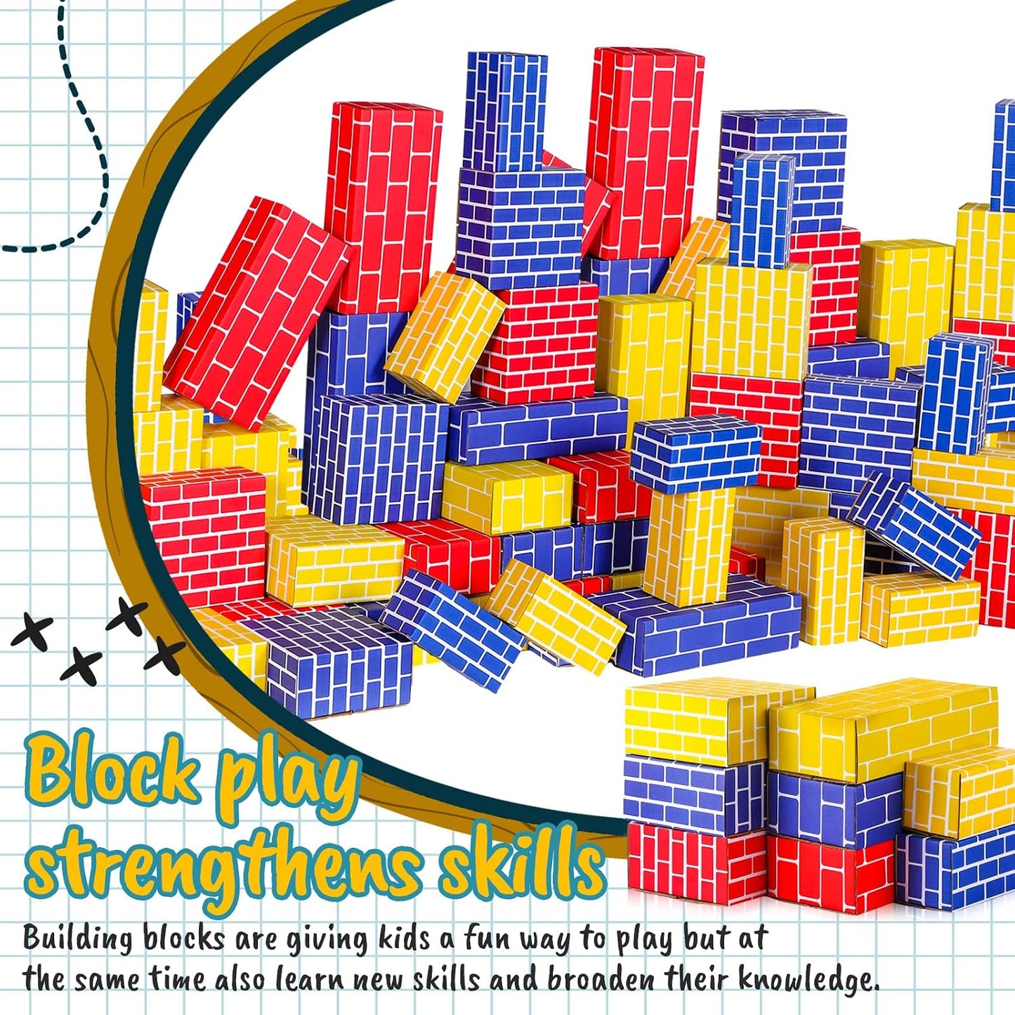 Nuanchu - 60 bloques de construcción de cartón para niños, formas s...