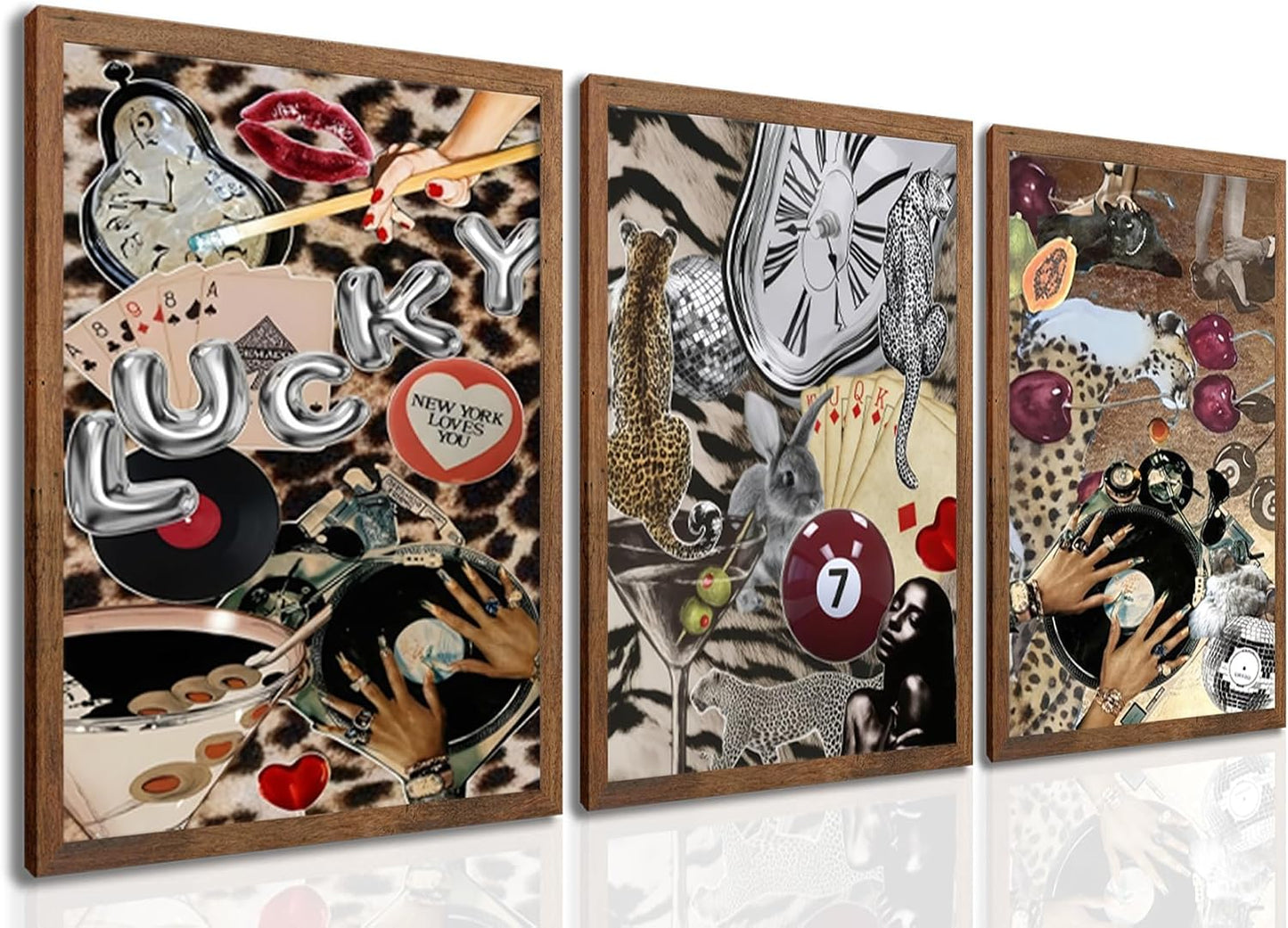 Juego de 3 arte de pared estético de leopardo para mujer negra, imp...
