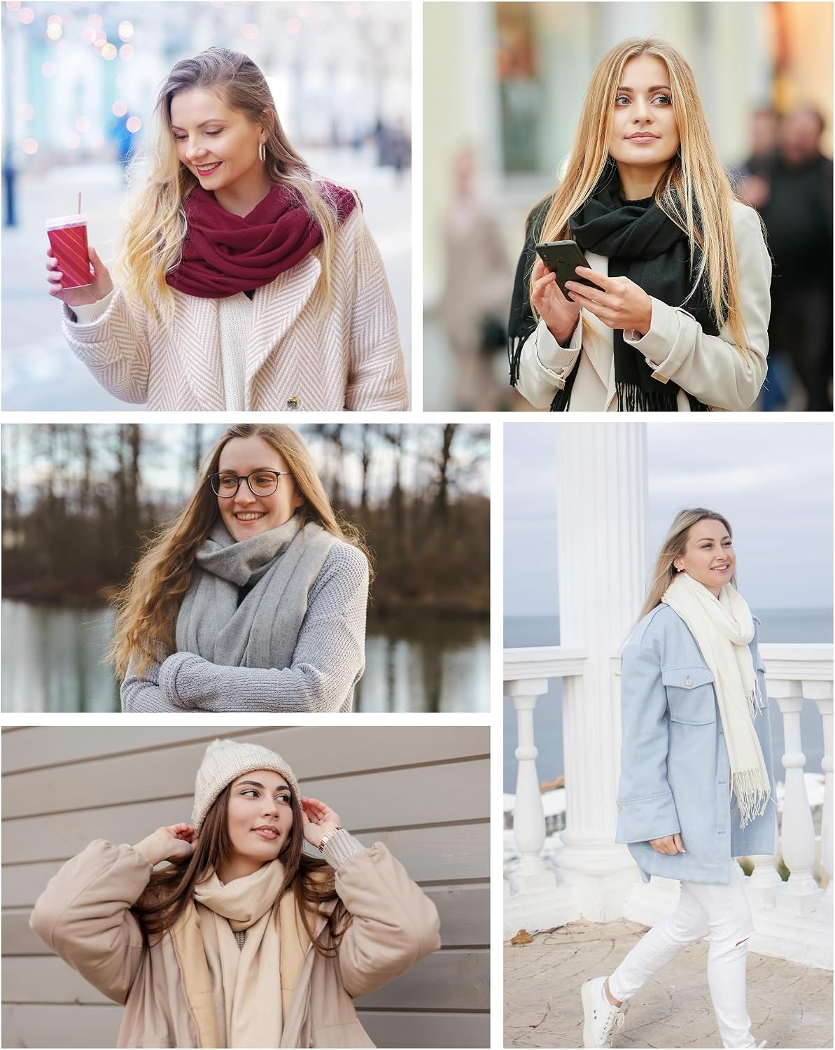 Premillow Bufanda de invierno para mujer, chal de pashmina, bufanda...