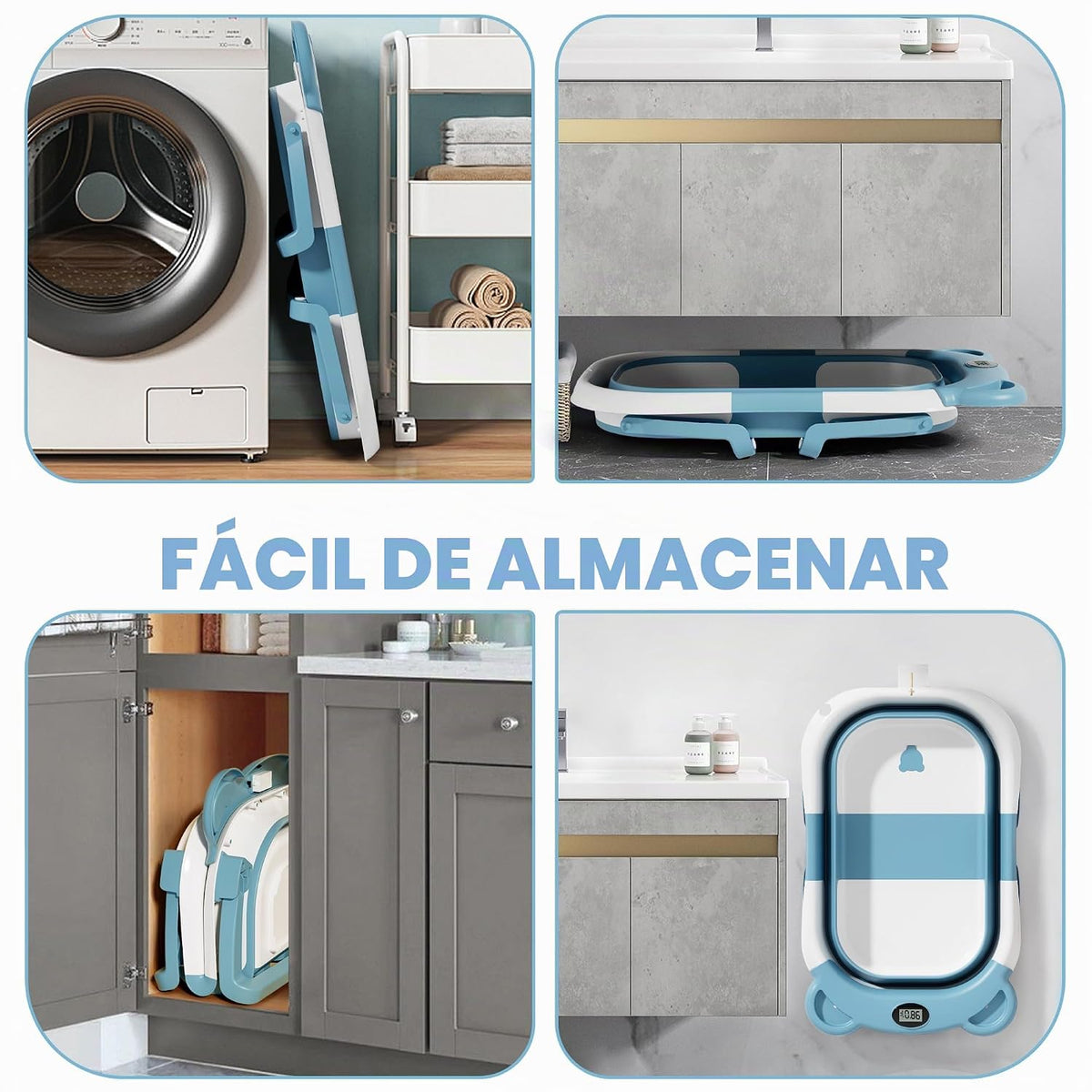 MoreFeel Bañera plegable para bebé recién nacido con termómetro y 1...