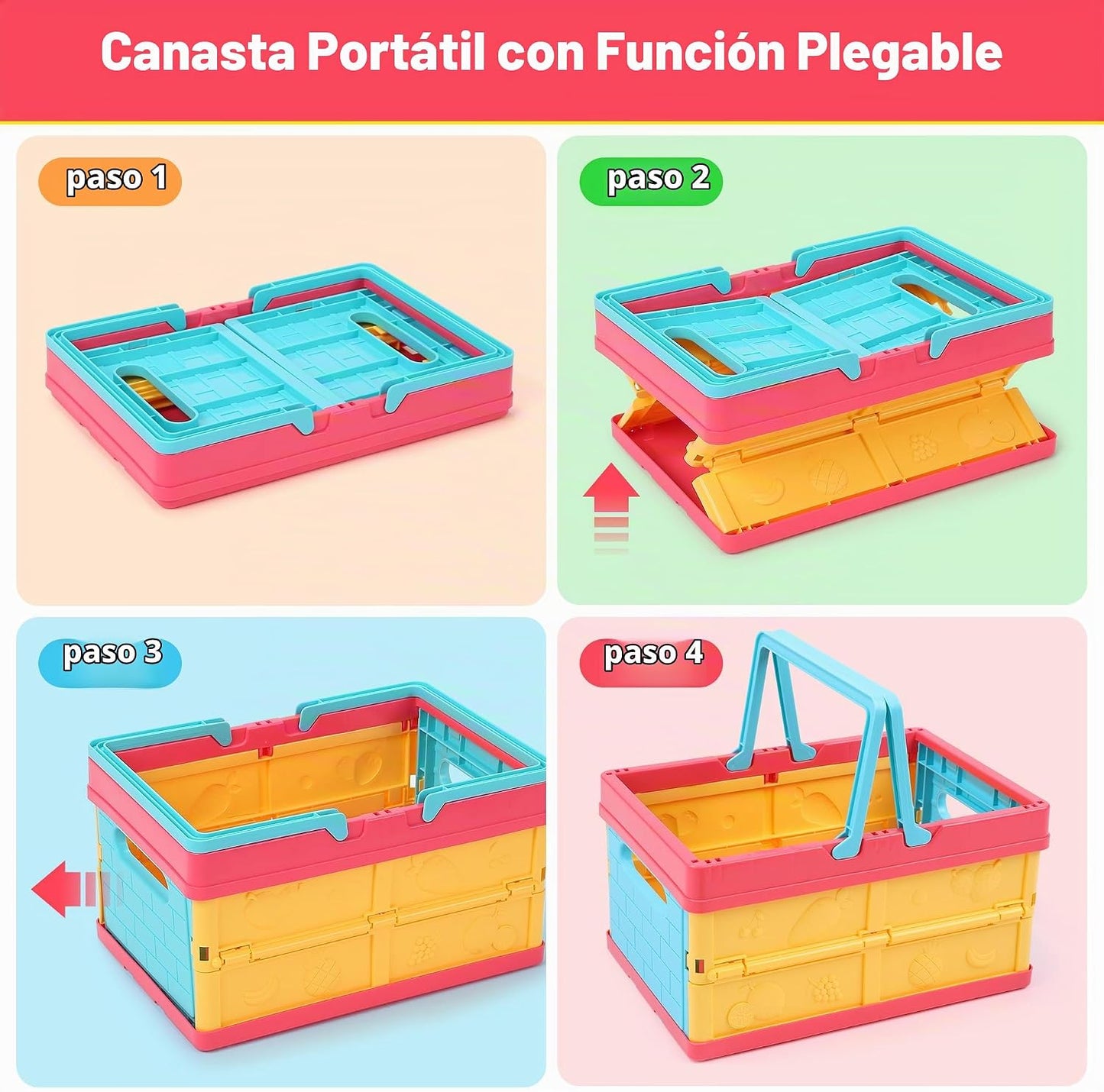 HOLYFUN Juego de juguetes de comida para niños, cesta de la compra...