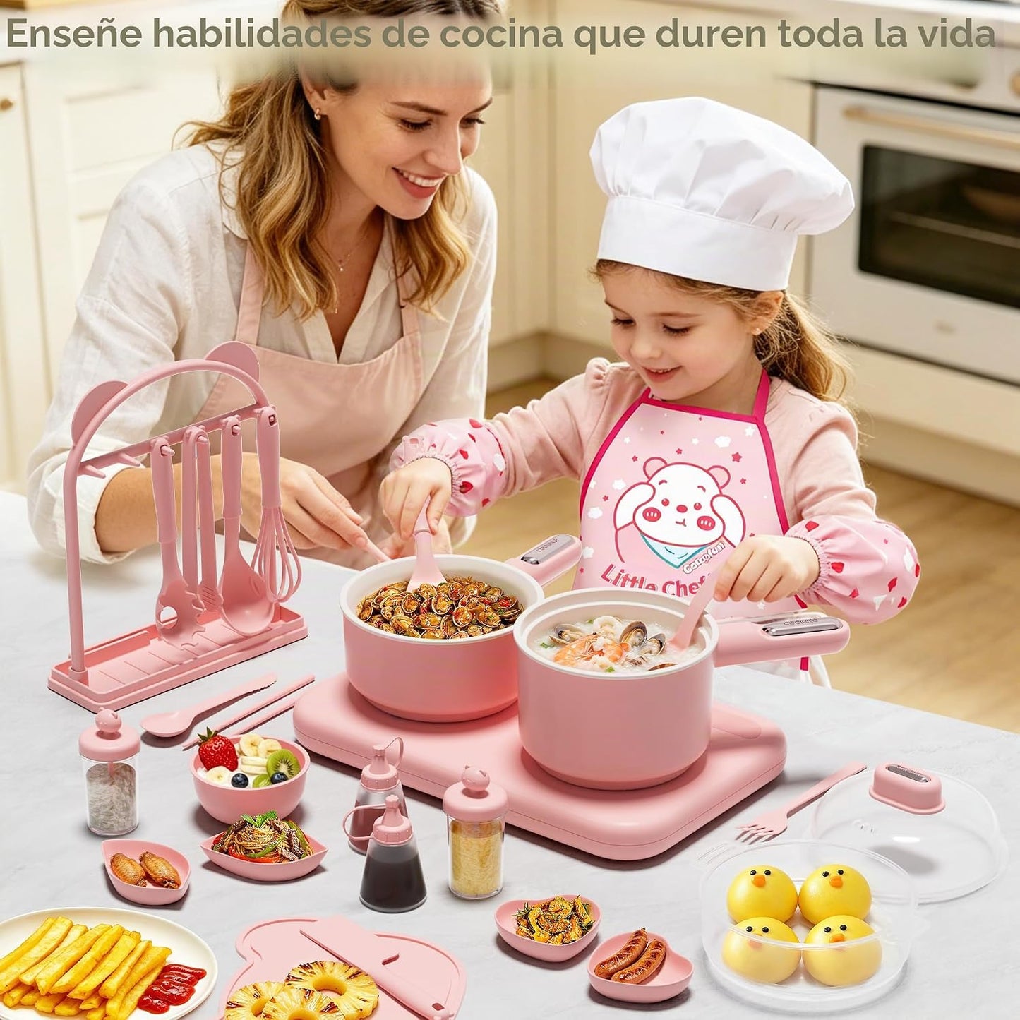 Gotoofun Juegos de cocina para niños, juego de cocina eléctrico dob...