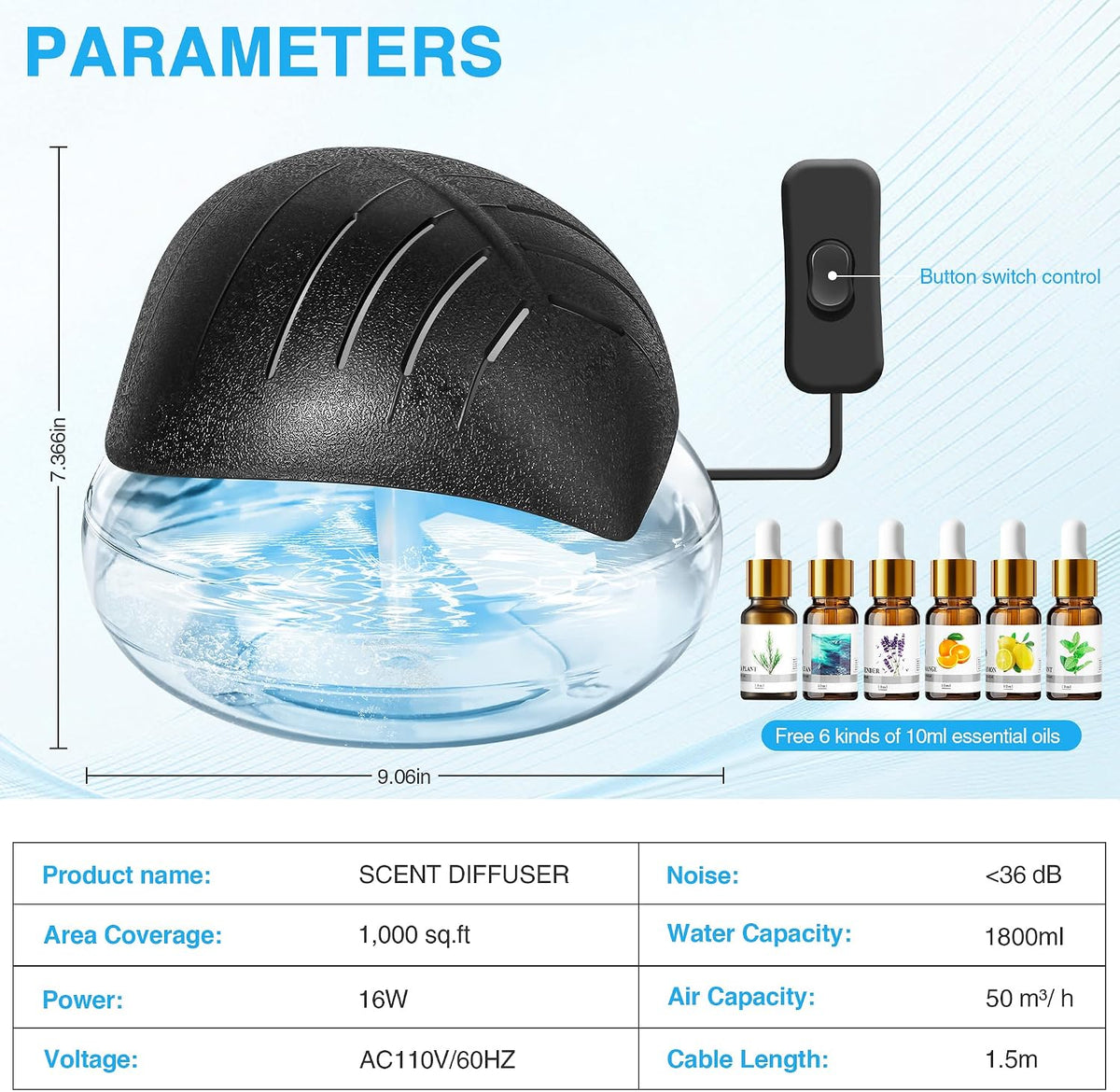 Purificador de aire de agua para el hogar con difusor de aceite ese...