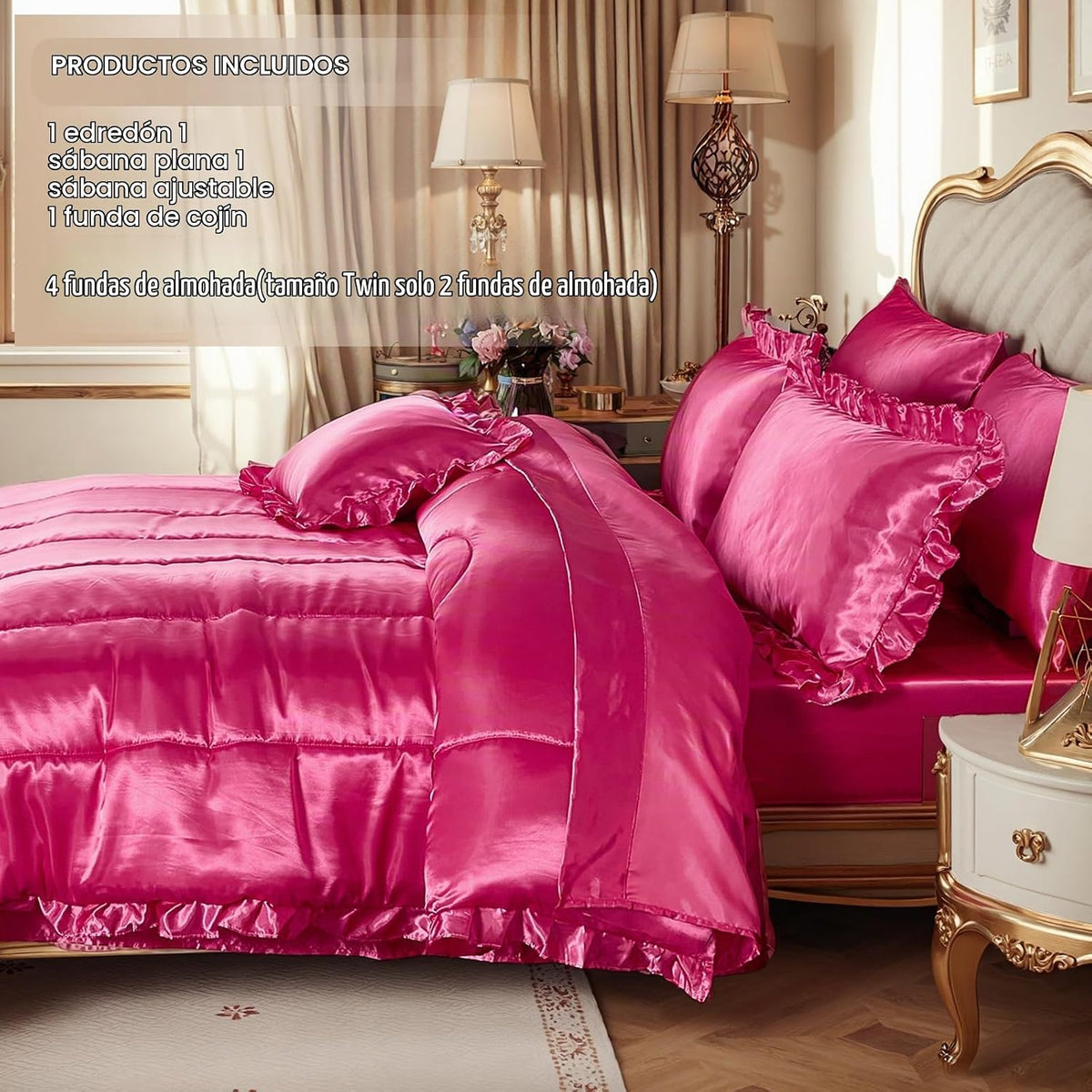 Bedding_Dreamer Juego de cama tamaño queen de satén en una bolsa, j...