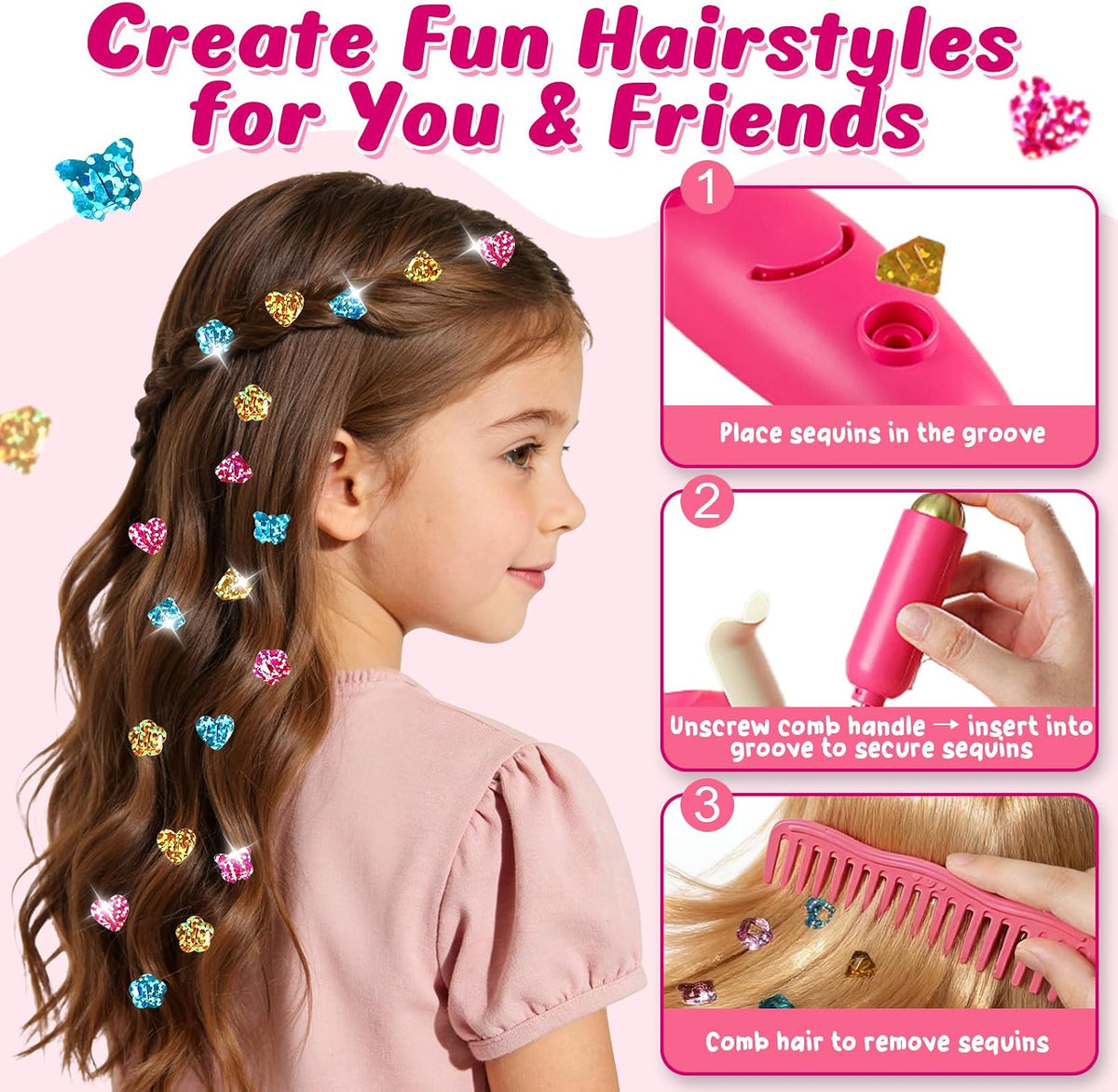 Toylink Juguetes de peluquería para niñas, 21 piezas de juguetes de...