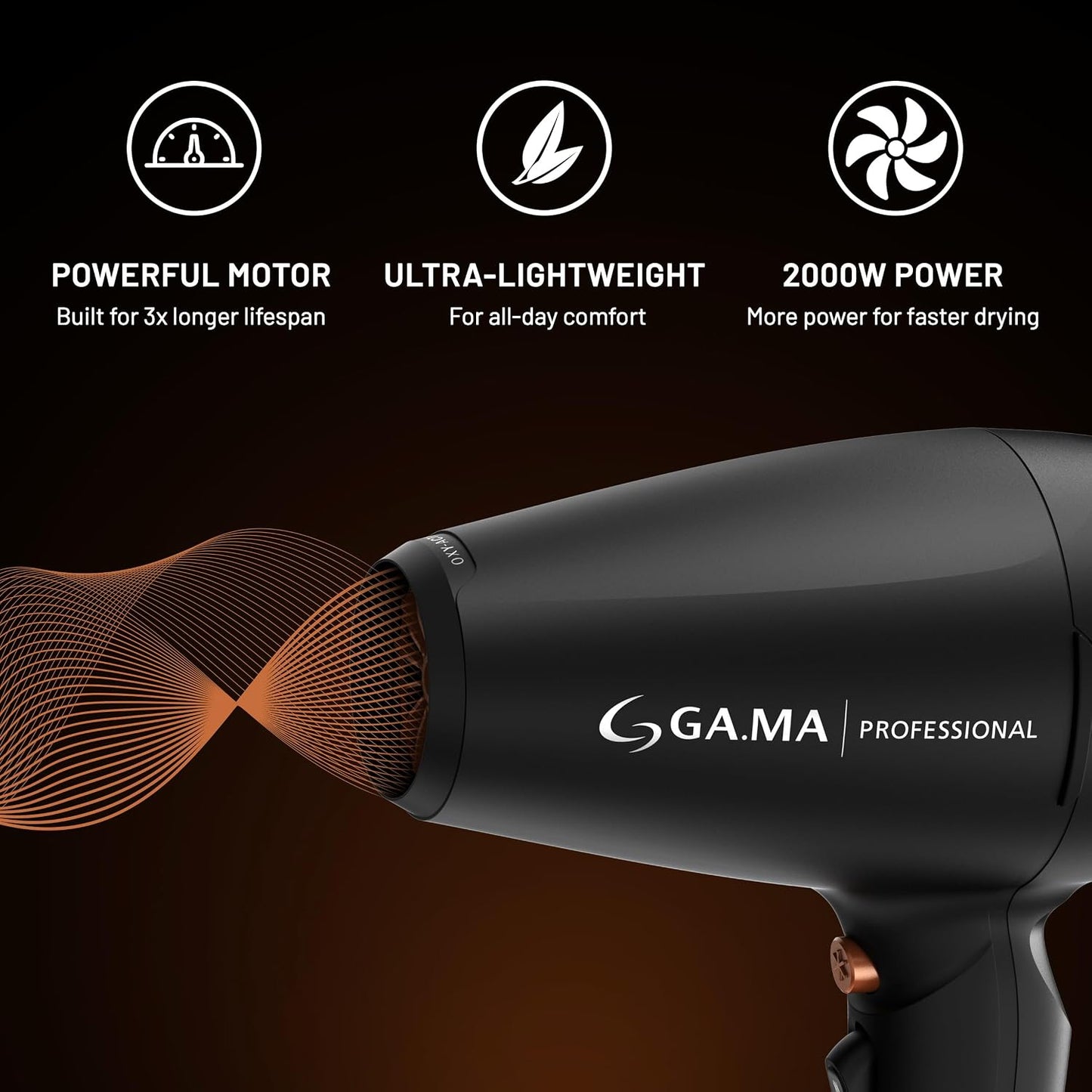 GA.MA Italy Professional Secador de pelo con cable Bravo X8, motor...