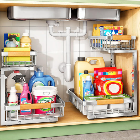 Organizador Debajo Del Fregadero, 2 Paquetes De Acero Inoxidable De...