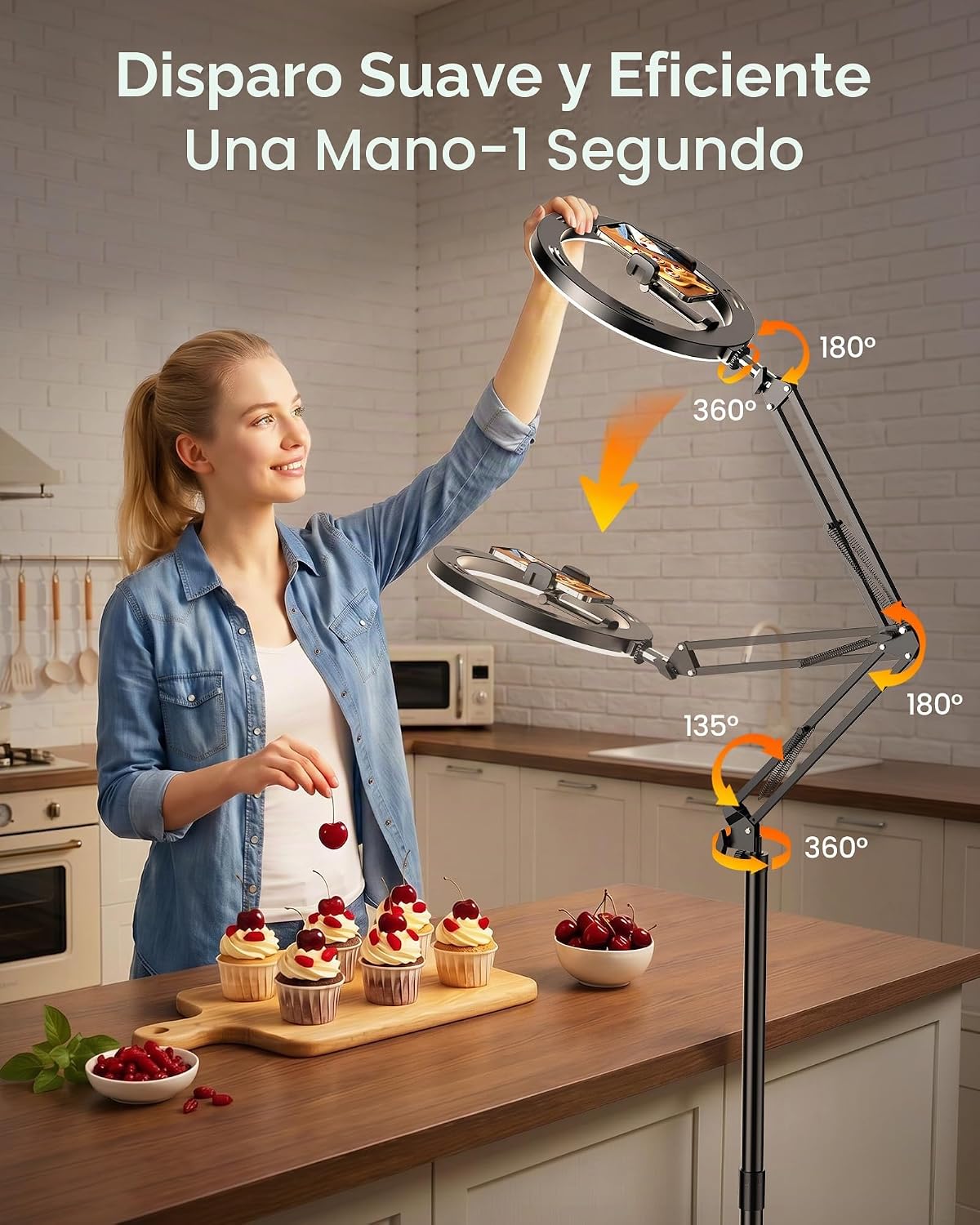 LUXSURE Trípode de luz de anillo para iPhone, anillo de luz con sop...
