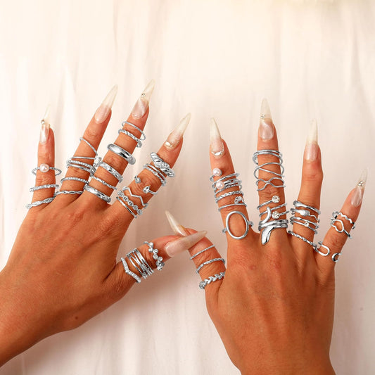 CHICUTIE Juego de anillos dorados para nudillos para mujeres, apila...
