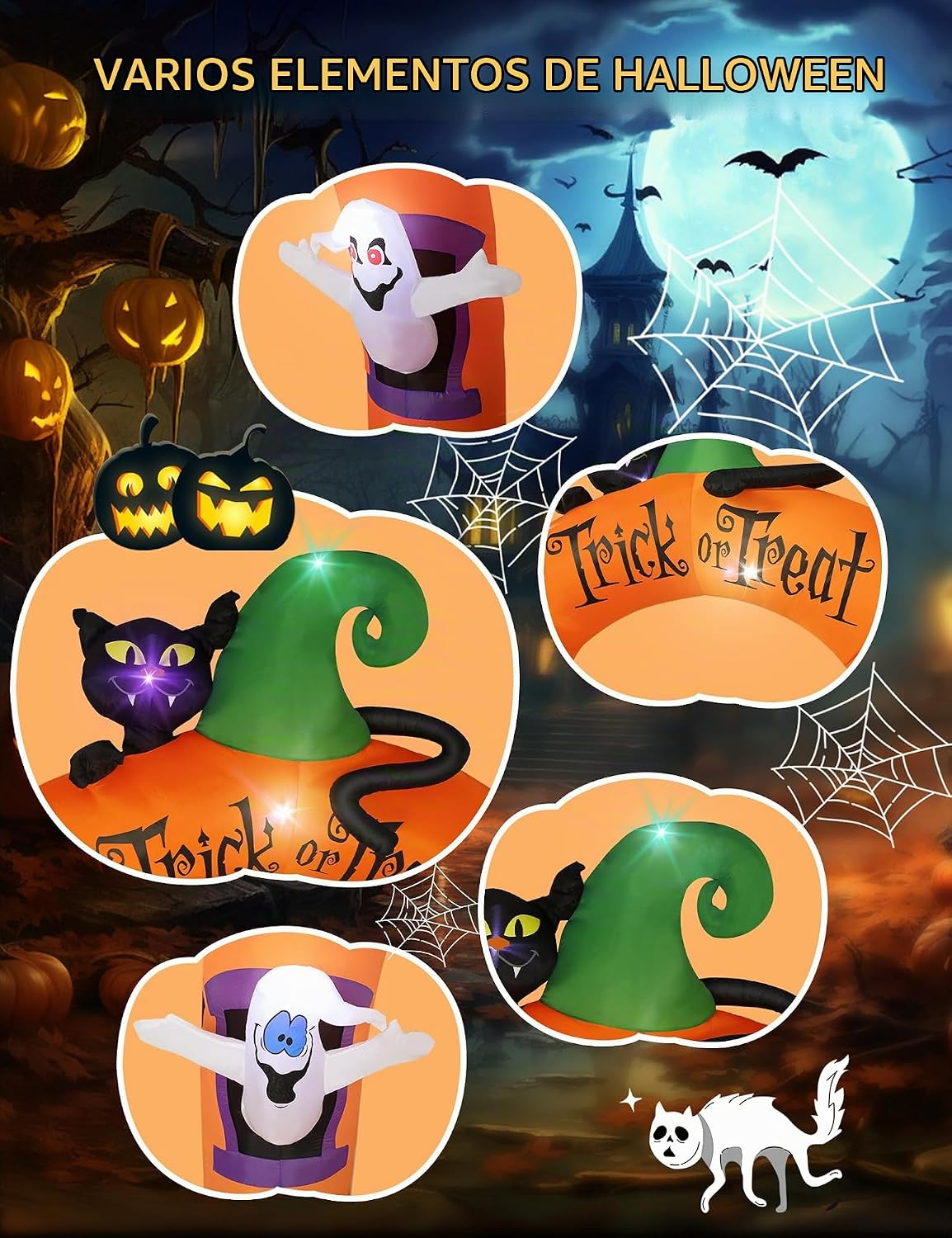 Arco inflable de Halloween, con 5 luces LED incorporadas, decoració...