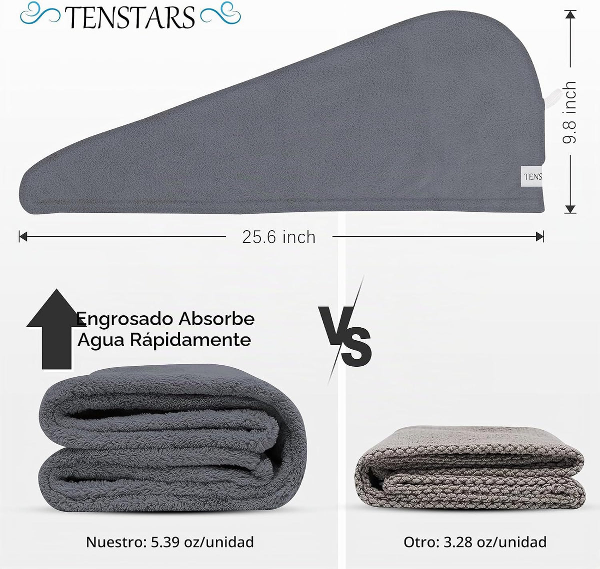 TENSTARS Paquete de 5 toallas de microfibra engrosadas para envolve...