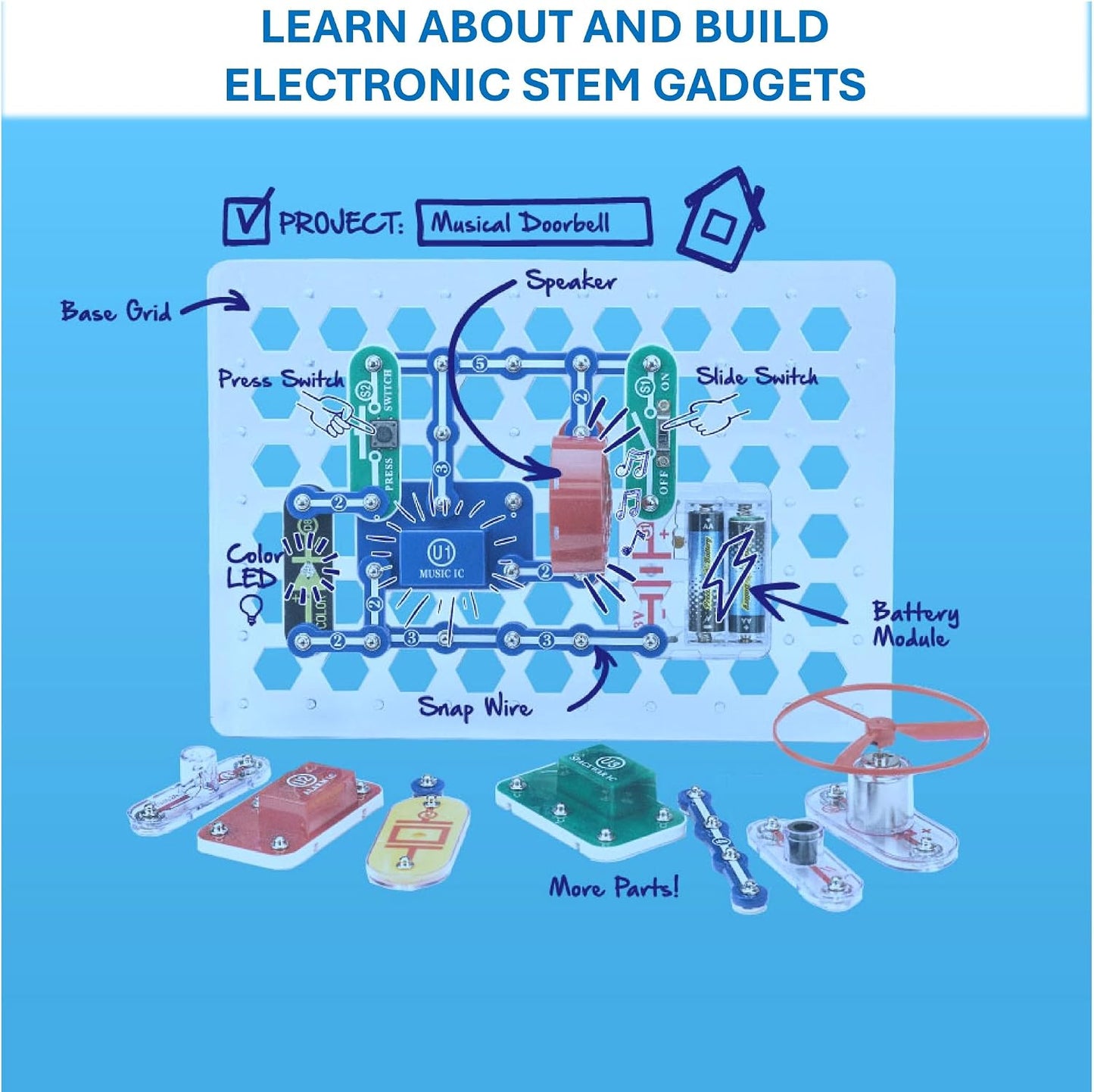 Kit para diseñar circuitos eléctricos Circuits Jr. SC-100, Negro |...