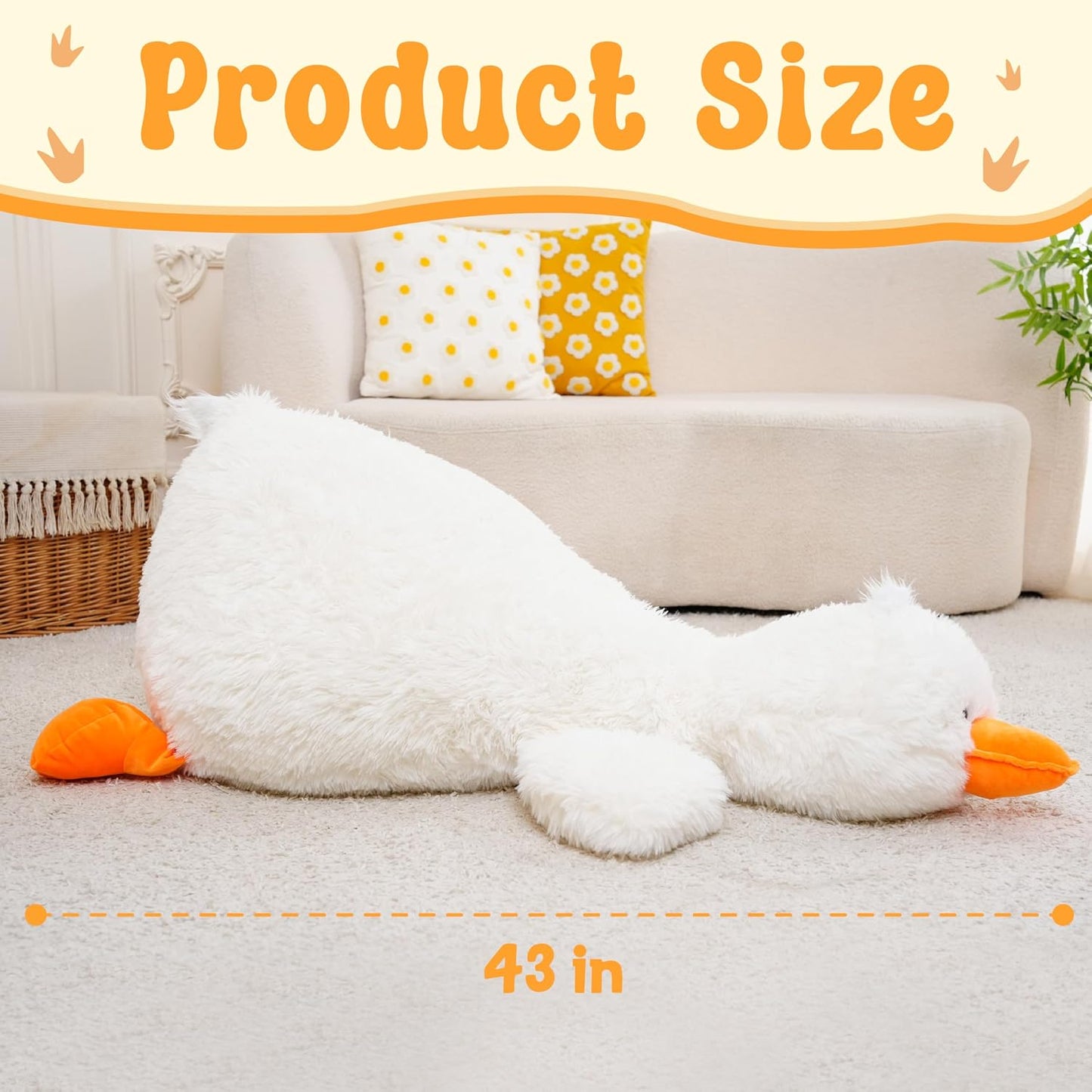 Jrystar Animales de peluche de pato blanco gigante de 43 pulgadas,...