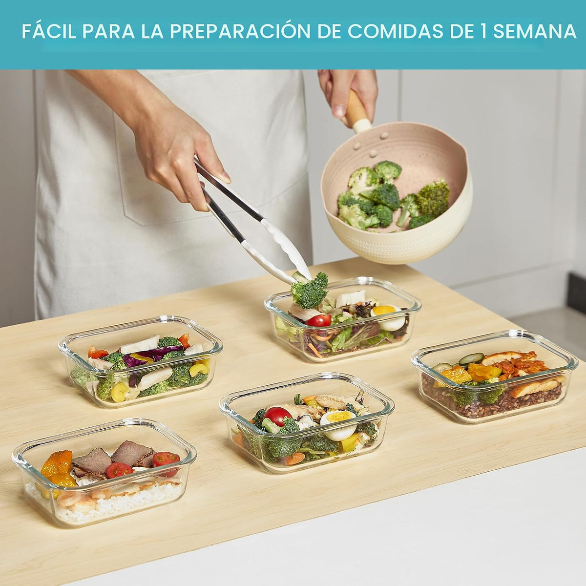 Vtopmart Paquete de 5 recipientes de almacenamiento de vidrio de 22...