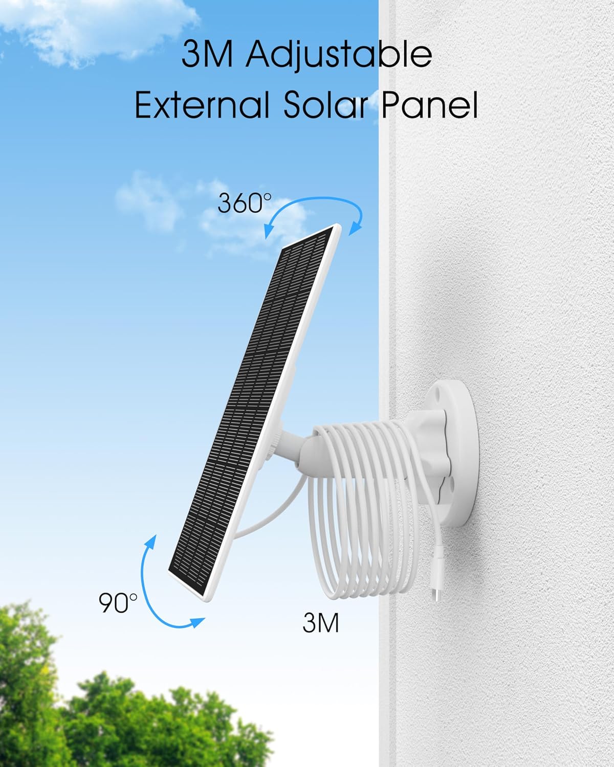 ANRAN Panel solar de 3 W con cable Micro USB de 3 m y puerto Tipo-C...