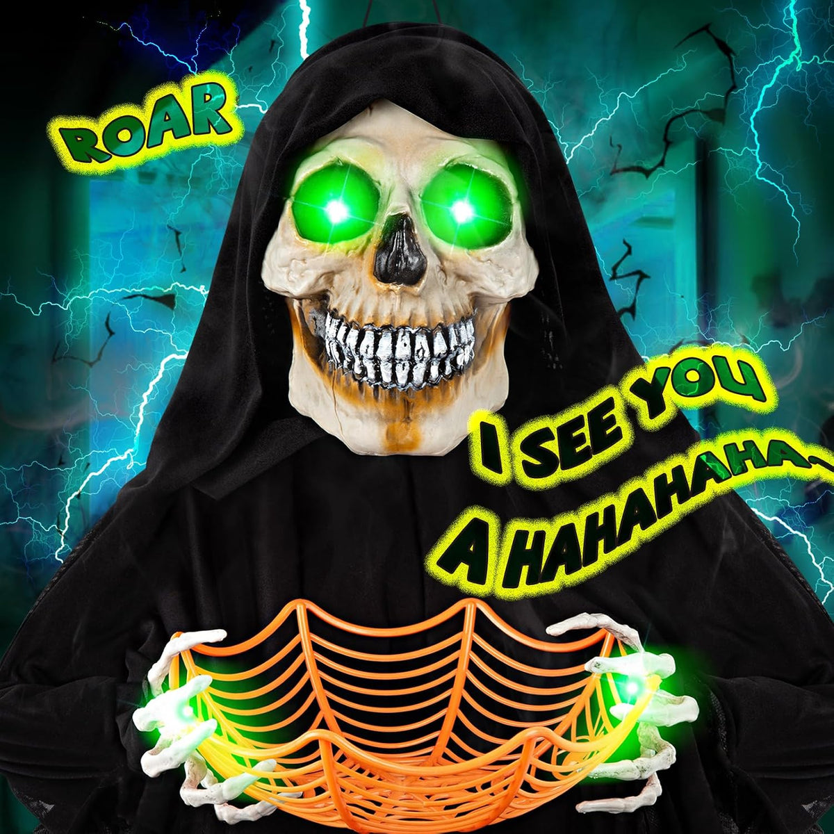 Decoración de fantasma de esqueleto animado colgante de Halloween d...