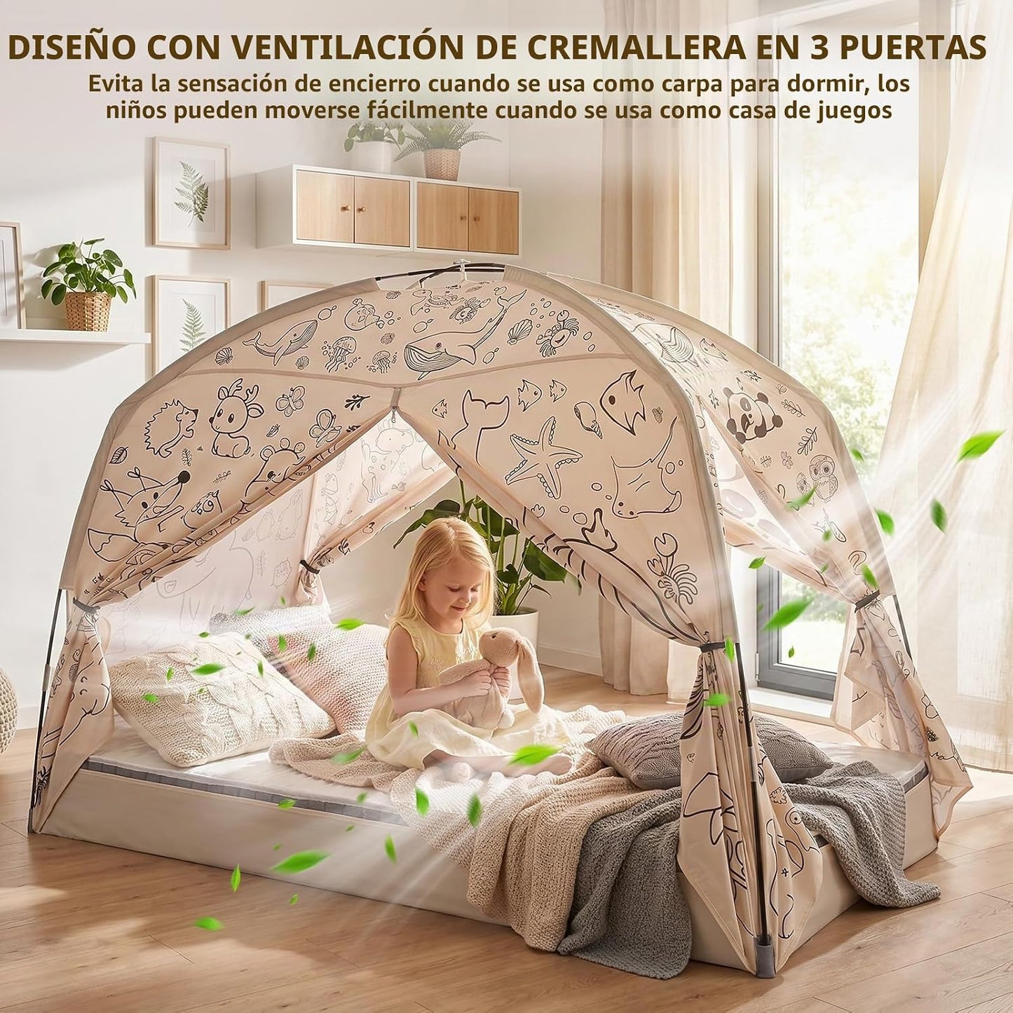 GOLDEN MARS Tienda de campaña grande para niños con pintura de graf...