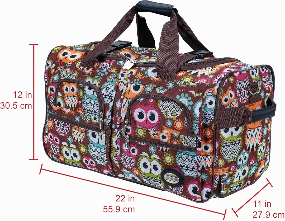 Rockland Bolsa de lona con ruedas, negra, 22"