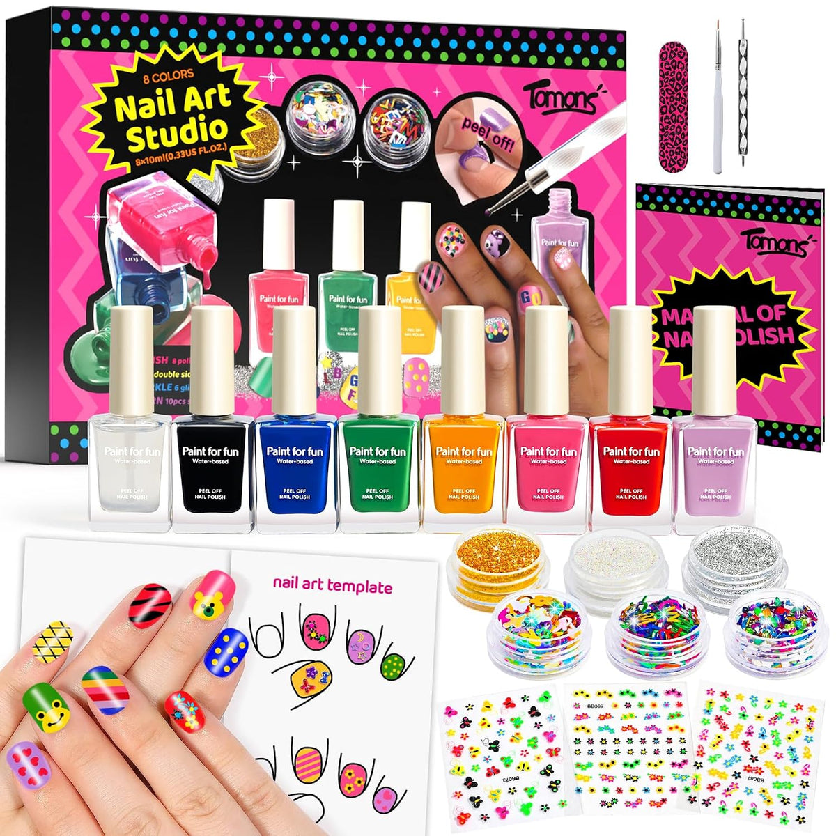 Tomons Juego de esmaltes de uñas, 8 colores todo en uno, kit de art...