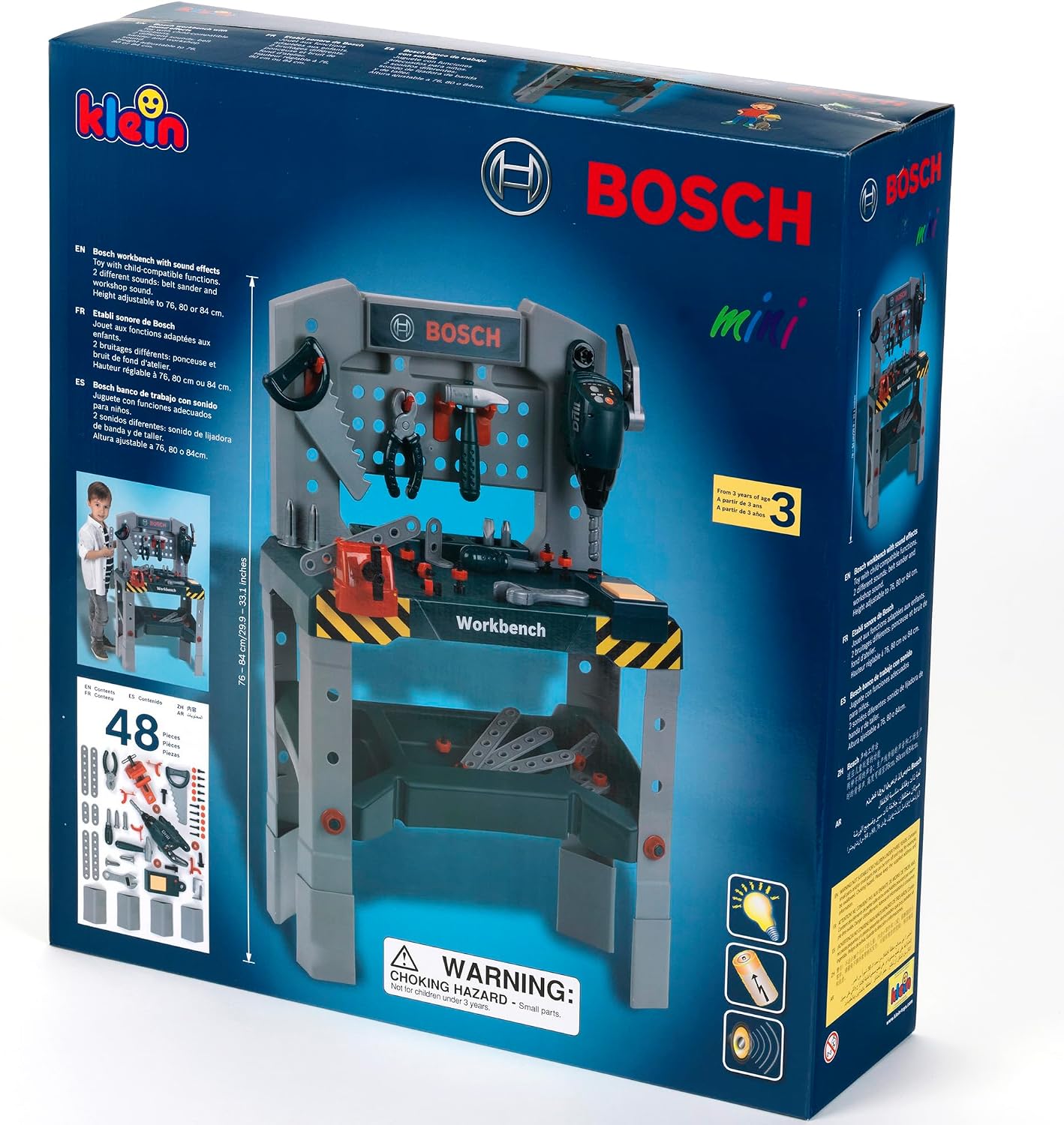 Klein - Banco de trabajo de juguete de altura ajustable Bosch con s...