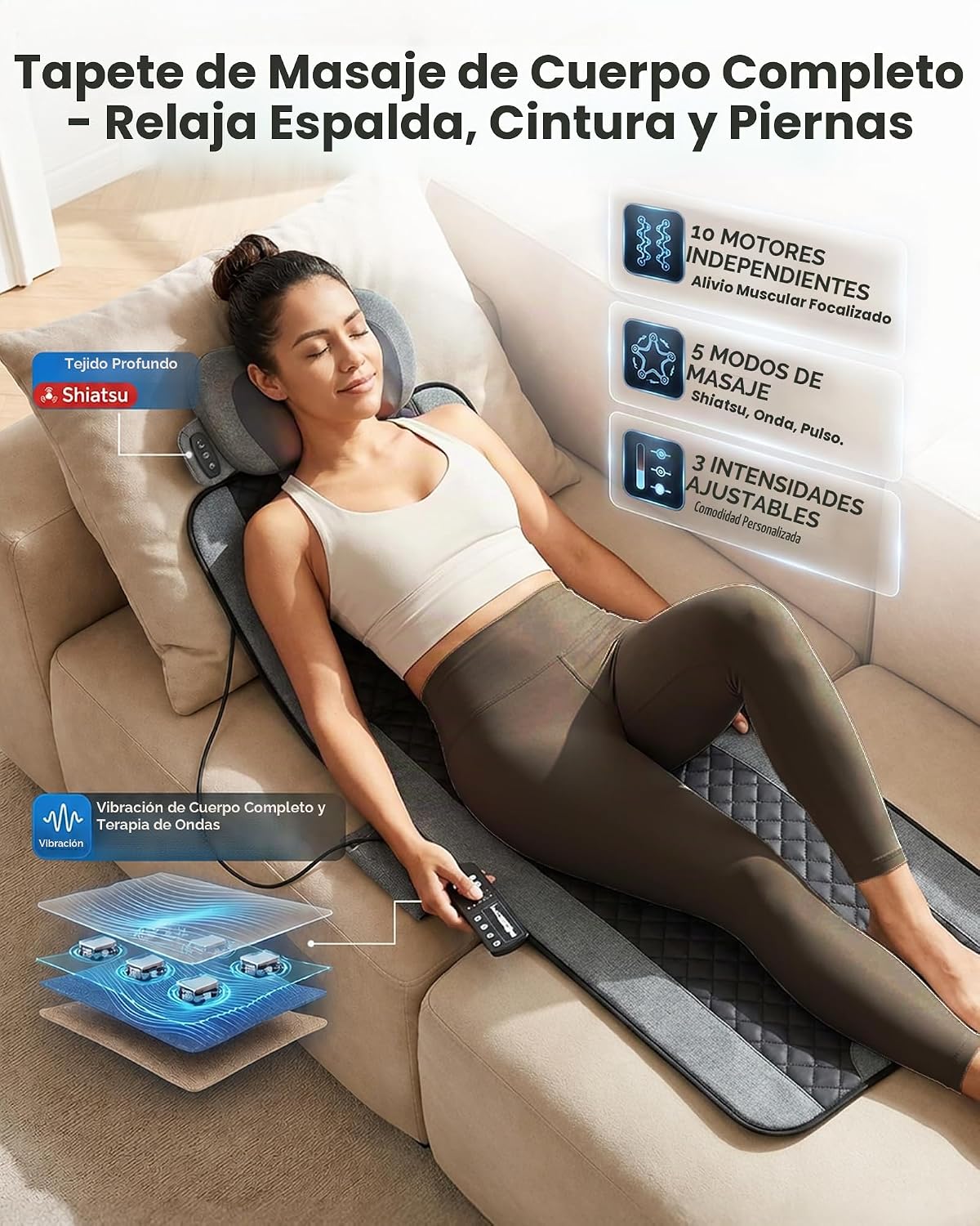 Alfombrilla de masaje con vibración de cuerpo completo 2026 con alm...