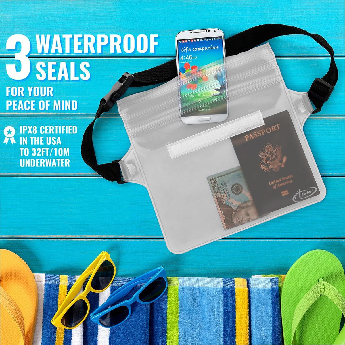 AiRunTech Bolsa impermeable con correa para la cintura (paquete de...