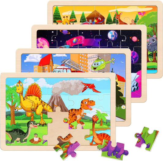Rompecabezas de madera para niños de 3 a 5 años, juego de 4 paquete...