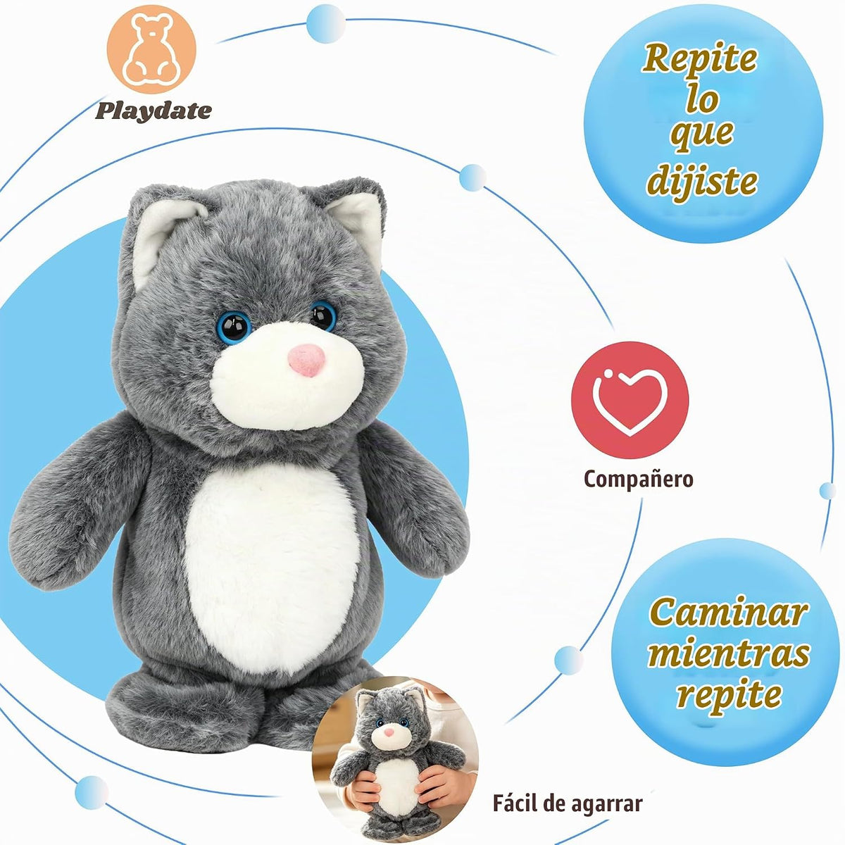 Hopearl Gato que Habla y Canta Repite lo que Dices Gatito Caminante...