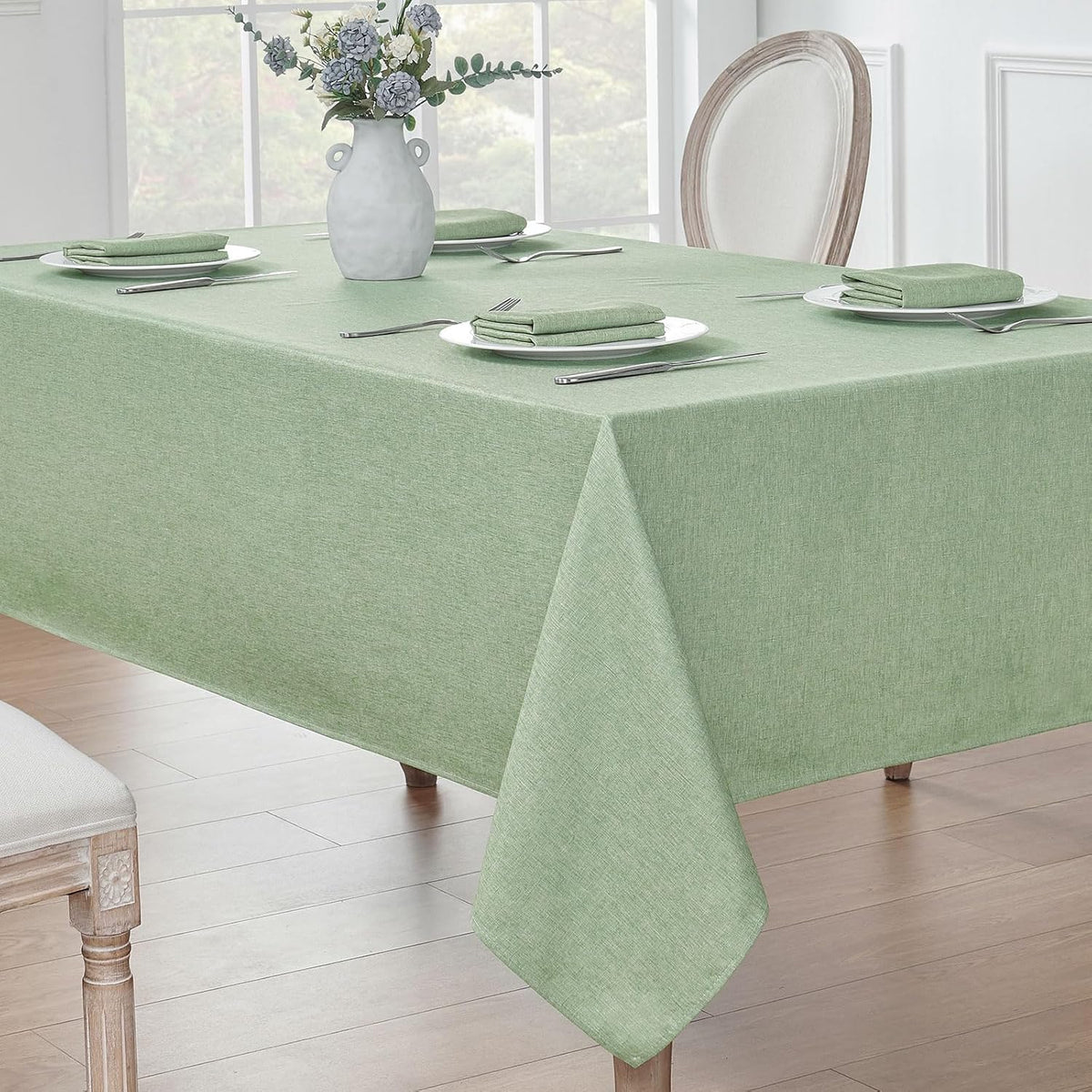 Veblandy Mantel rectangular de lino texturizado, impermeable y resi...