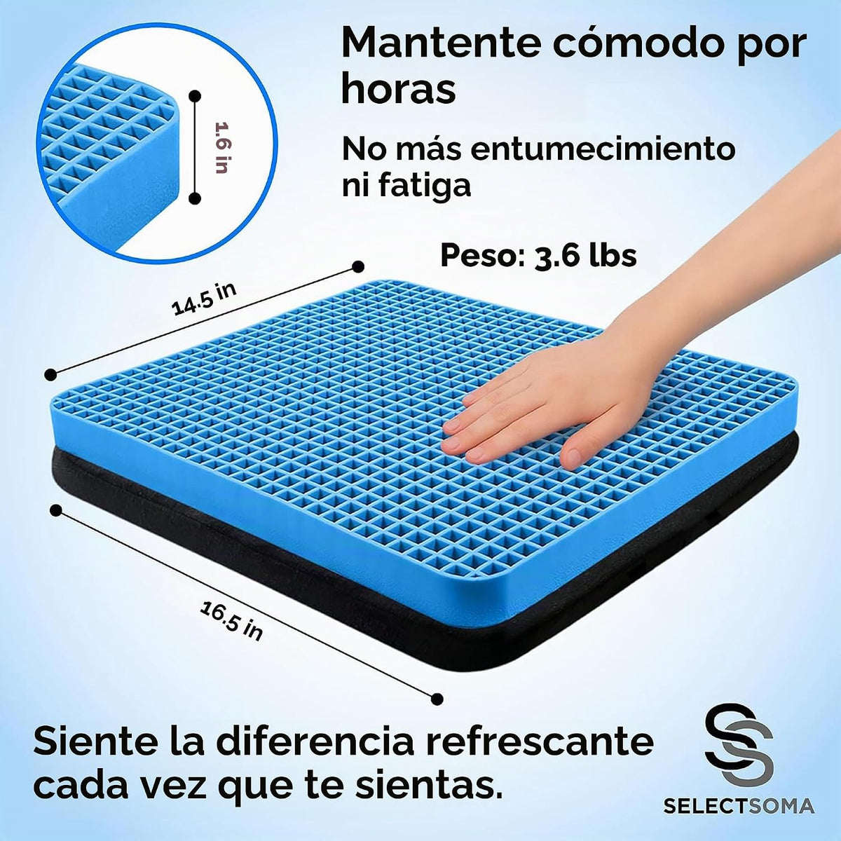 Cojín de asiento de gel de viaje para sentarse durante mucho tiempo...
