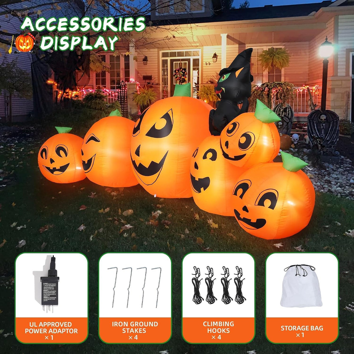 YOUBEMAGIC Parche de calabaza inflable de Halloween de 10 pies de l...