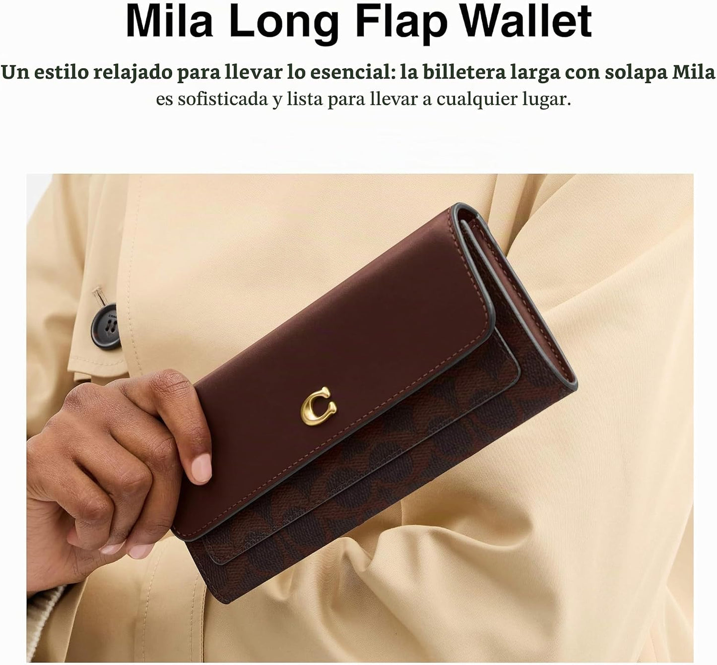 Cartera con solapa larga Mila de lona revestida